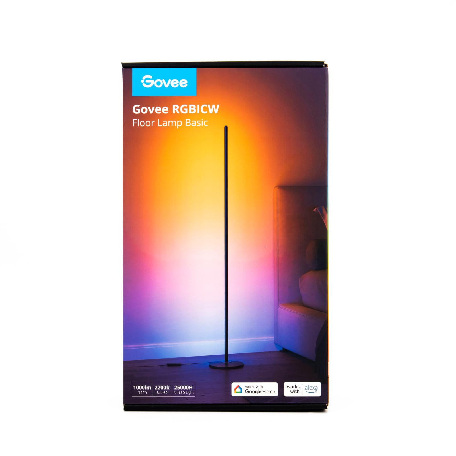 Govee RGBIC Smart LED Floor Lamp - 61 Scene Modes, Music Sync, Modern Corner Standing Lamp for Living Room & Bedroom | Mood Lighting, Home Decor, Gaming Setup