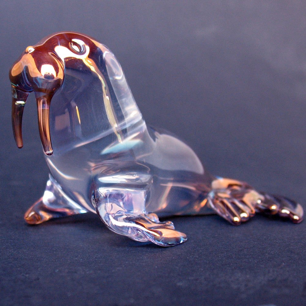 Hand Blown Glass Walrus Figurine - Unique Artisan Home Decor | Perfect for Shelf Displays, Gift Giving & Coastal Themed Decorations
