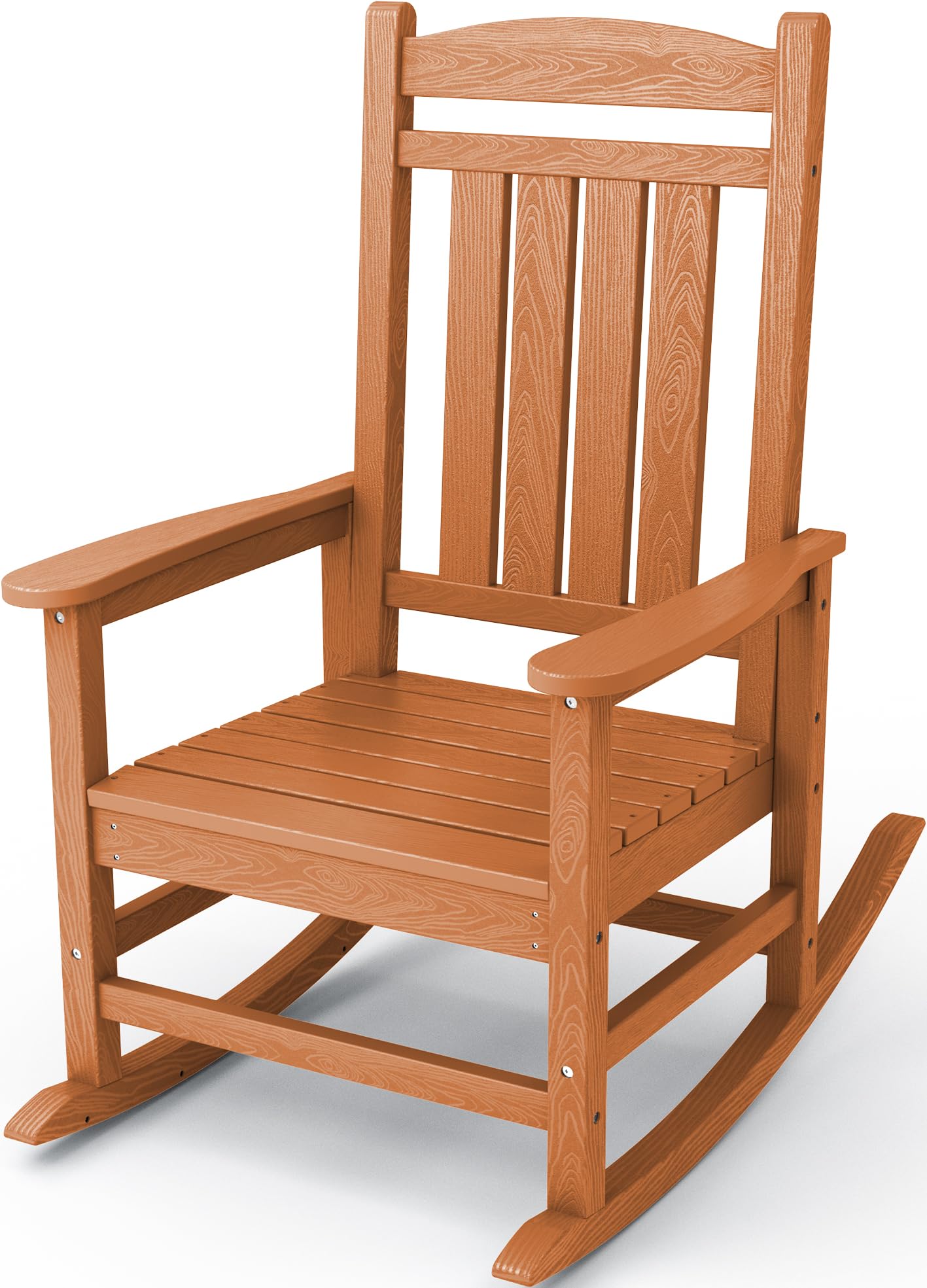 KINGYES Outdoor Rocking Chairs for Patio - Weather Resistant High Back Porch Rocker with Comfortable Cushion for Adults - Perfect for Garden, Backyard, Deck & Poolside Relaxation (Orange)