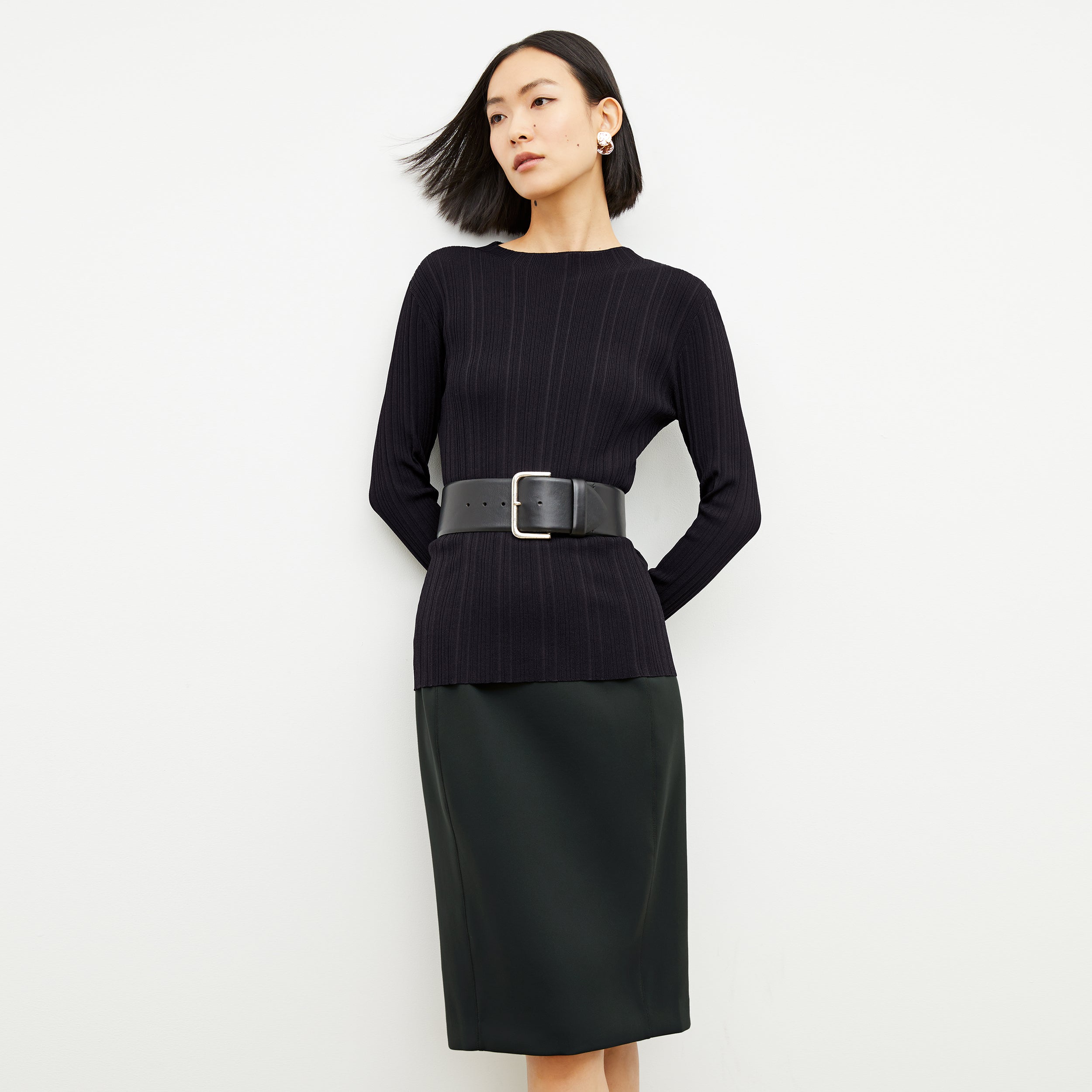 Chantal Skirt - Light Scuba Fabric A-Line Skirt in Forest Green | Women's Casual Wear for Office, Date Night & Spring Outfits