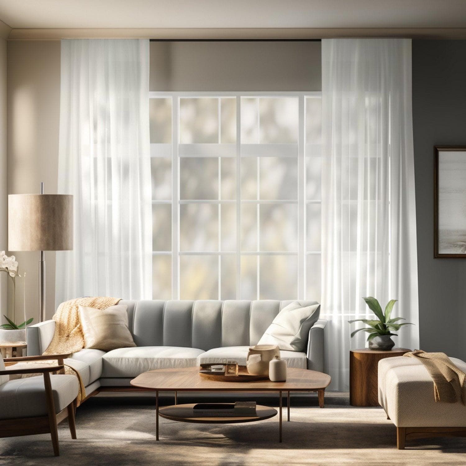 Custom Double-Layered Off-White Sheer Curtains for Living Room & Bedroom - Light Filtering Window Drapes with Privacy