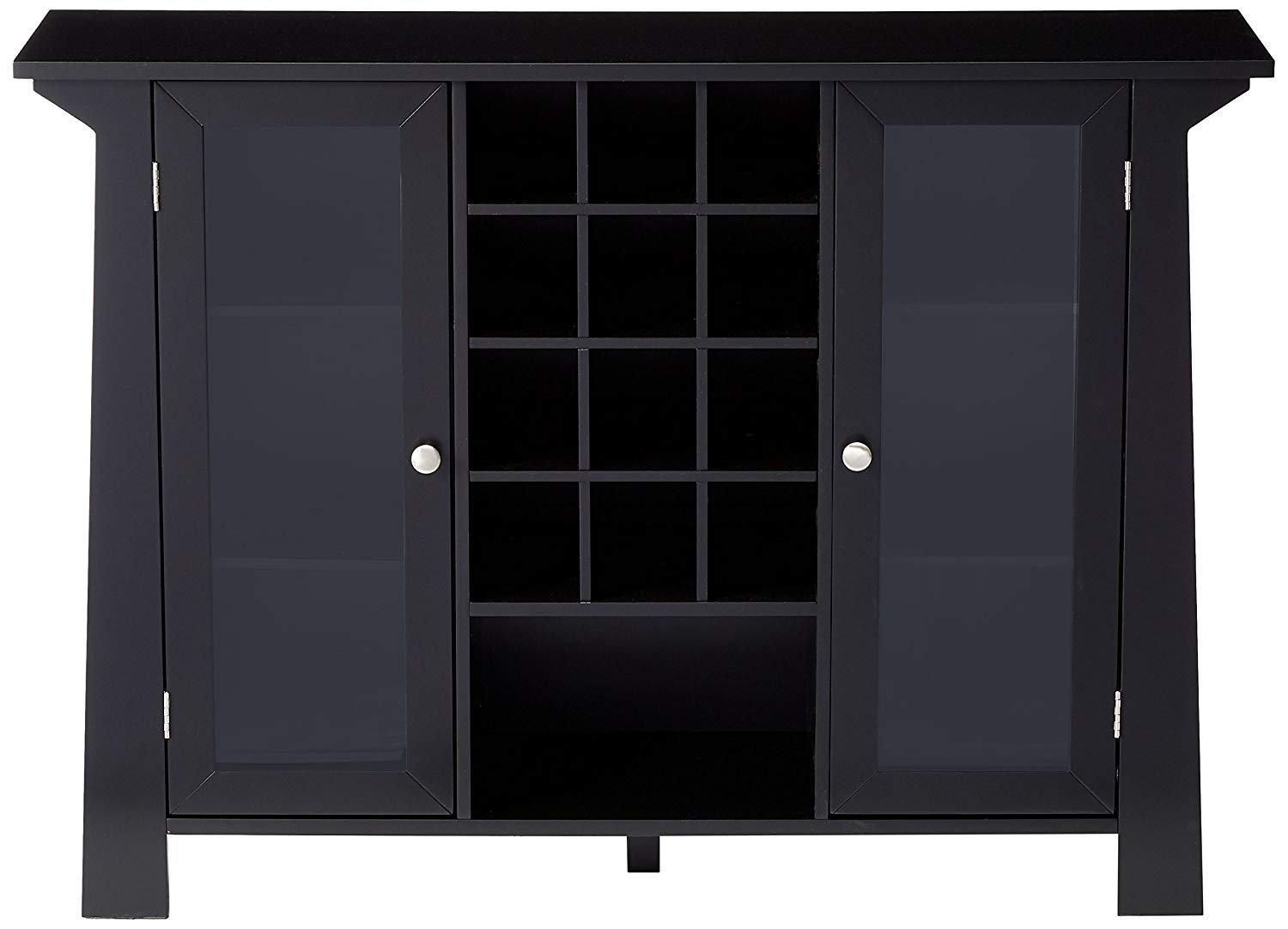 KB Designs - 12-Bottle Wine Rack Sideboard Buffet Bar Cabinet with Storage, Black - Perfect for Dining Room, Living Room, or Home Bar Organization