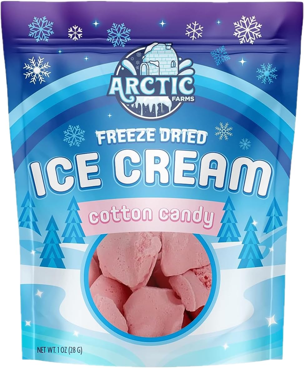 Freeze Dried Ice Cream - Non Melting Cotton Candy Flavor (Pink) | Arctic Farms | Perfect for Camping, Hiking & Emergency Food Storage