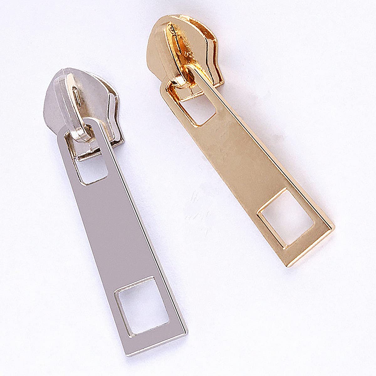 Queenbox 20PCS #5 Metal Zipper Pull Sliders Replacement - Gold & Silver Zipper Heads for Clothing, Purses, Bags & Luggage Repair - DIY Craft Sewing Accessories for Jackets, Jeans & Backpacks