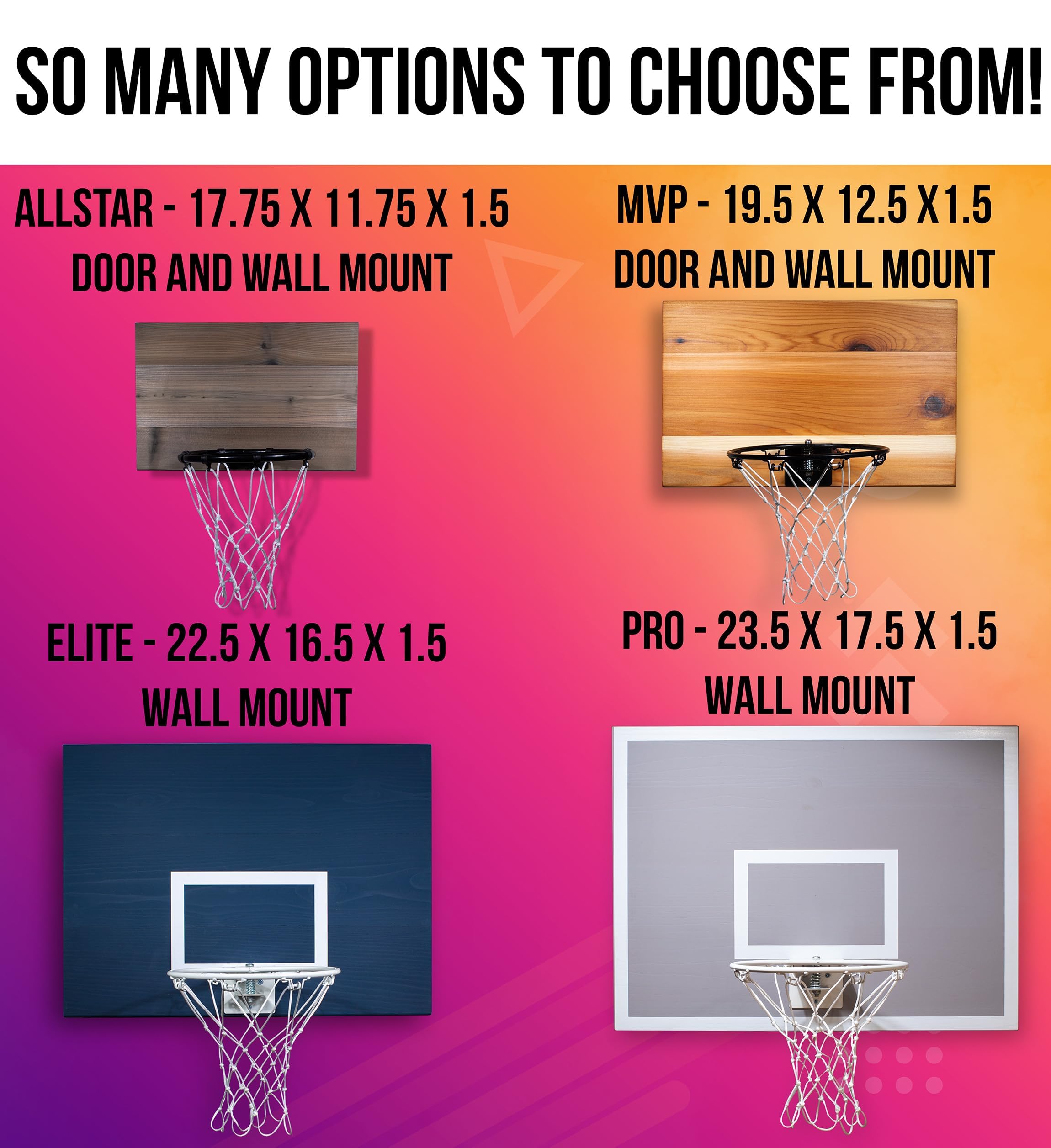 CalikiwiPros Mini Basketball Hoop Set - 9' Wall Mounted Solid Wood Backboard with 5 Mini Balls | NBA-Style Decorative Indoor Game for Kids & Adults | Perfect for Bedroom, Office, and Man Cave Decor