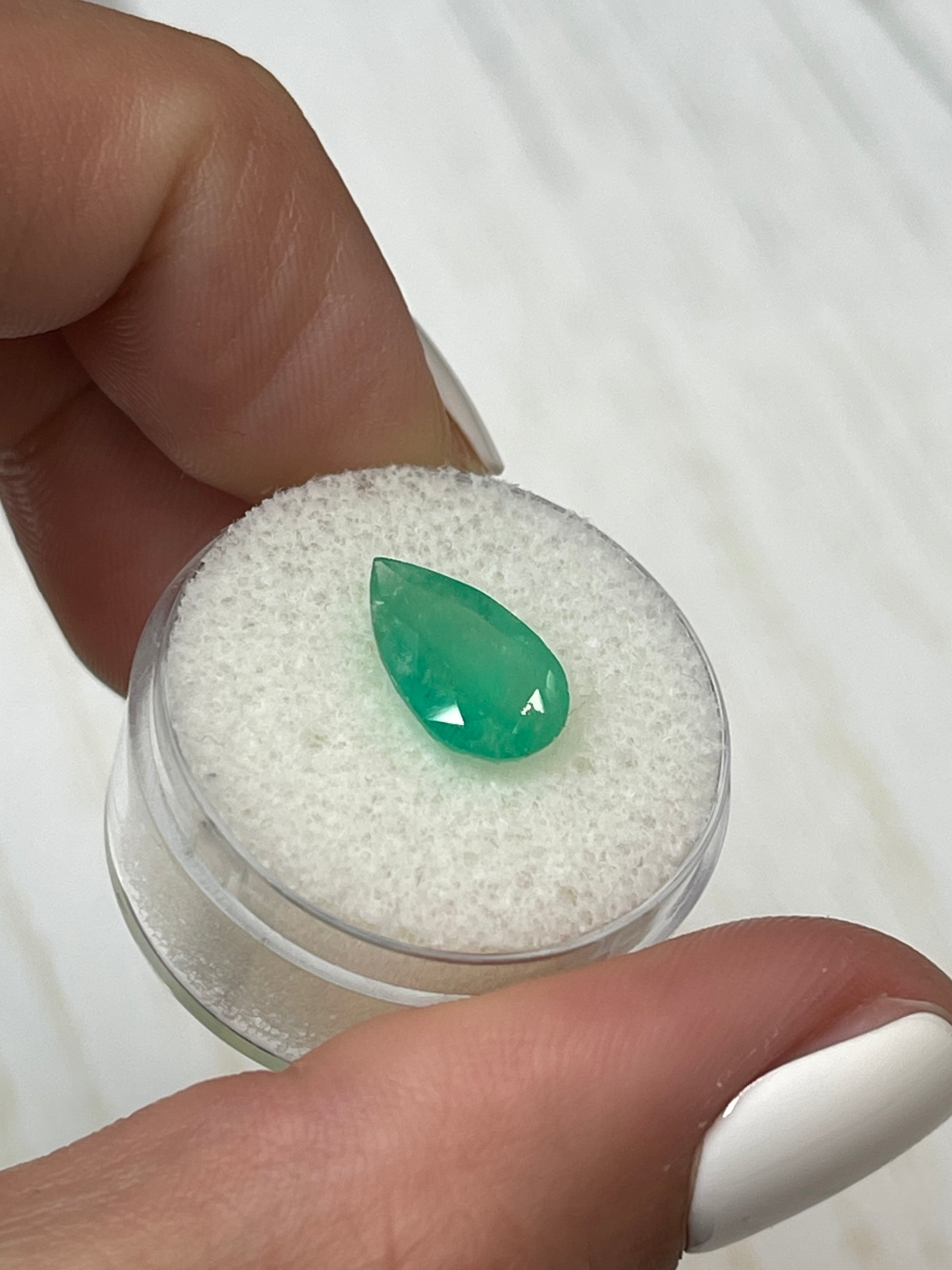 2.92 Carat Yellowish Green Natural Loose Colombian Emerald Pear Cut Gemstone for Jewelry Making, Engagement Rings & Luxury Gifts
