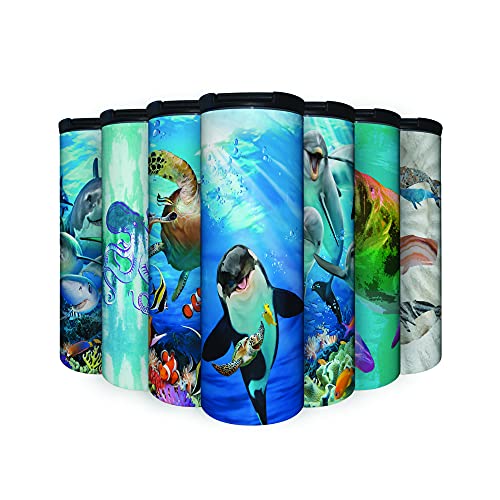 Whale Selfie 17 oz Tumbler with Lid, Stainless Steel, Vacuum Insulated with Slide Lock Lid, Leak Proof