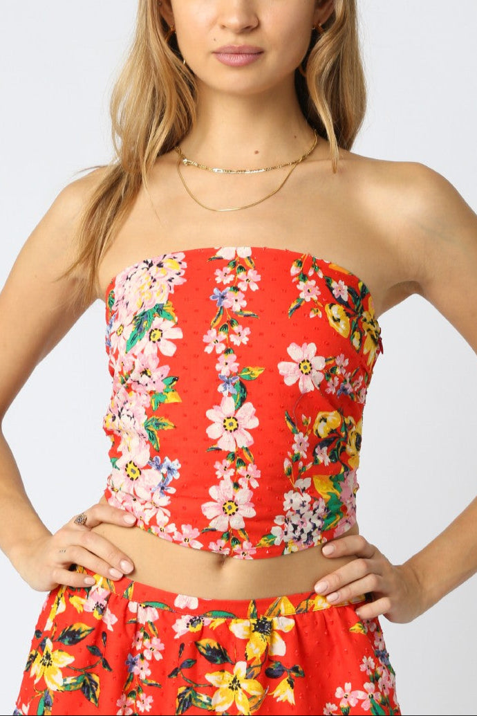 Floral Print Tube Top for Women - Stretchy Summer Crop Top, Boho Beachwear, Music Festival Outfit, Yoga & Casual Wear