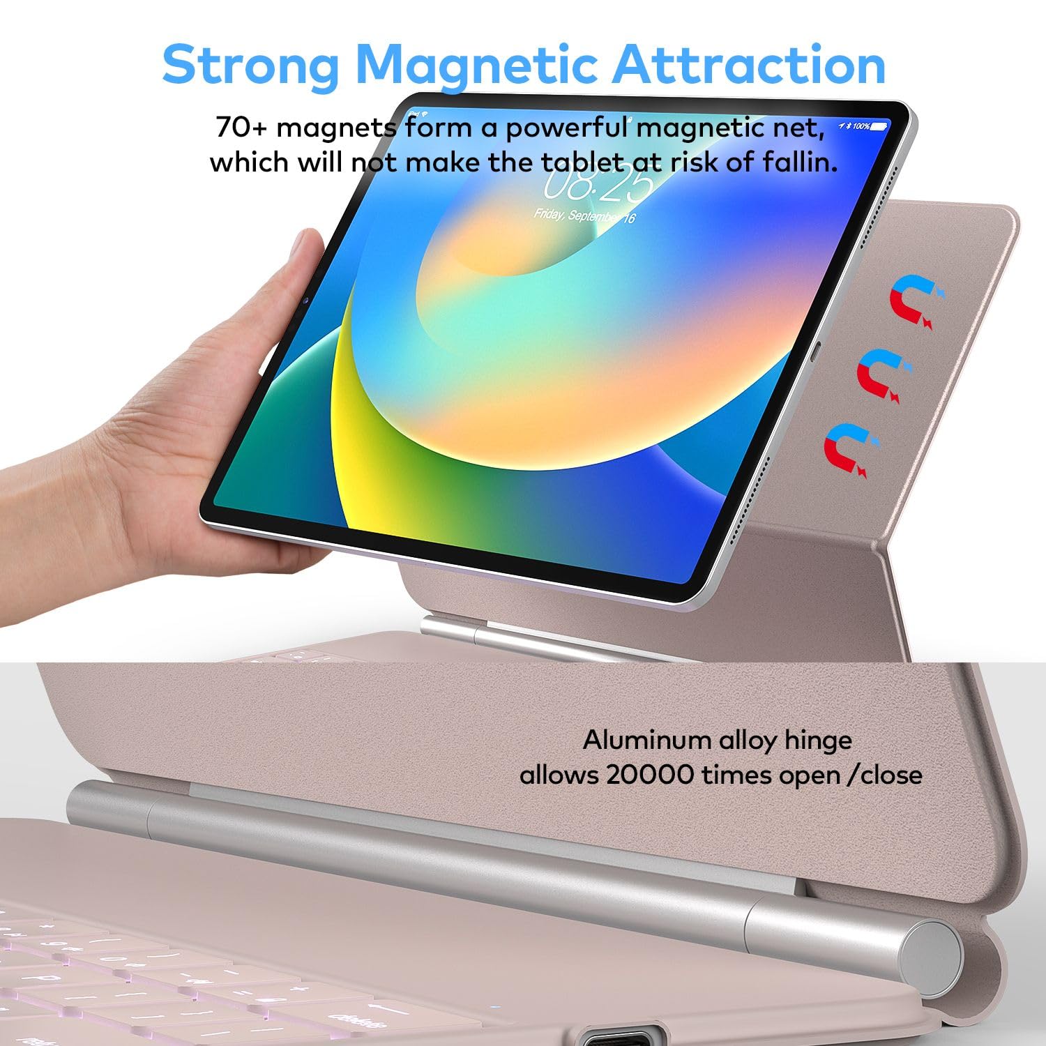 Magnetic Keyboard Case for iPad Air 13 (M3 2025 / M2 2024) & iPad Pro 12.9 inch 6th/5th/4th/3rd Gen - Slim Magic-Style Cover with Multi-Touch Trackpad & Floating Stand - Perfect for Typing, Drawing, and Office Work