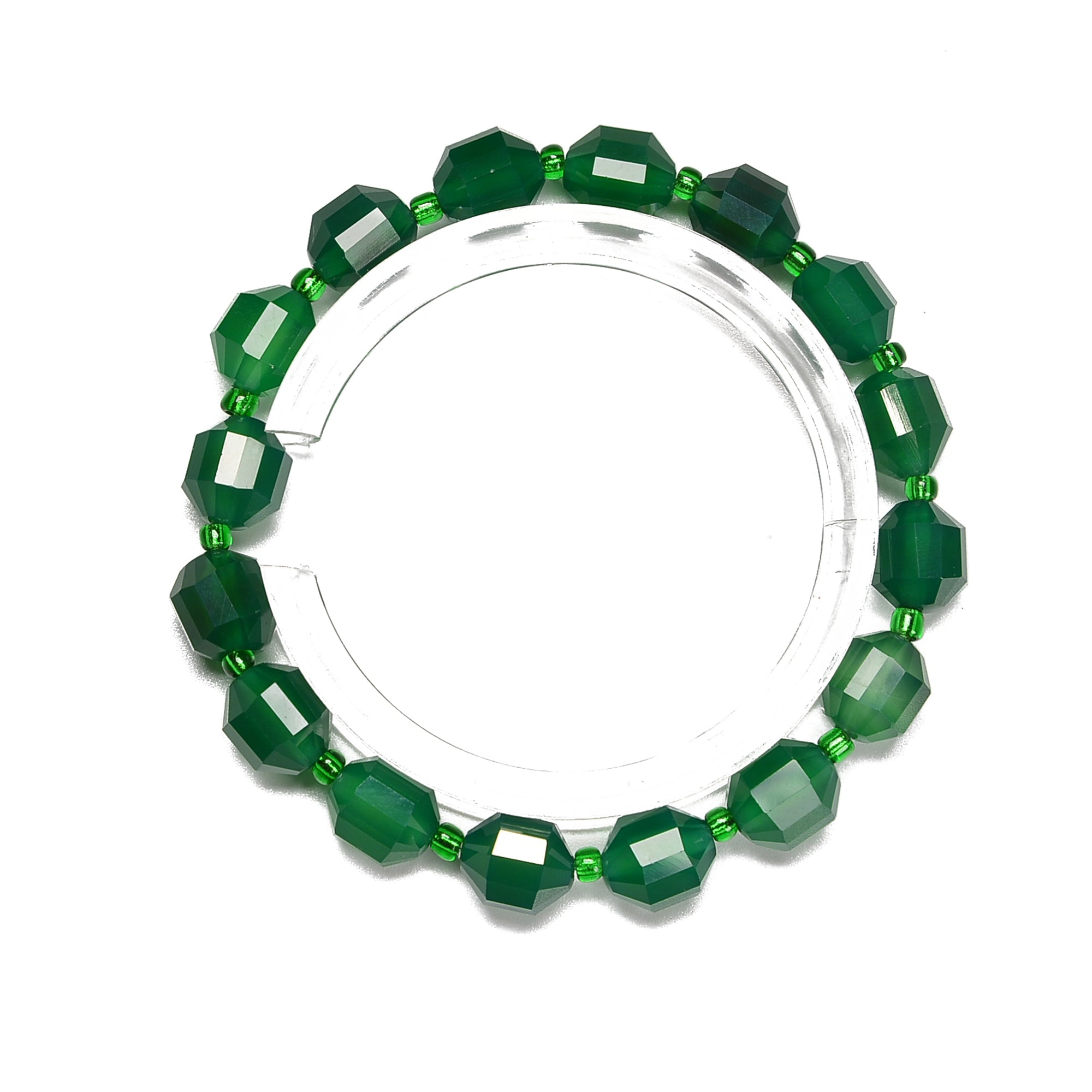 Natural Green Agate Prism Cut Double Point Beads for Bracelet Making - 8mm & 10mm Sizes - 7.5