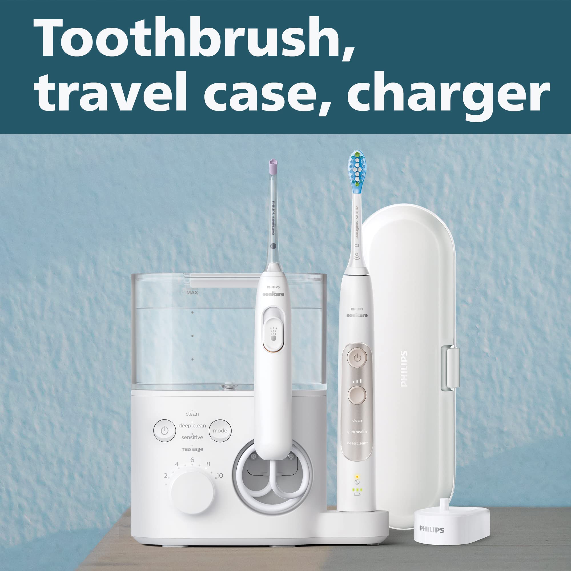 Philips Sonicare Power Flosser & Toothbrush System 7000 (HX3921/40) - Electric Toothbrush with Smart Sensor & Water Flosser for Deep Cleaning - Perfect for Home & Travel Oral Care Routine