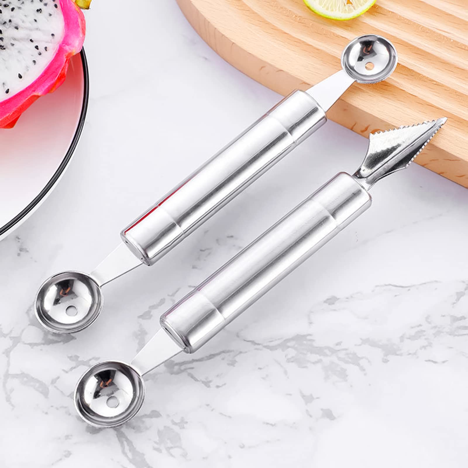 Premium 3-Piece Stainless Steel Fruit & Vegetable Carving Knife Set - Professional Melon Baller & DIY Kitchen Tools for Home Chefs | Perfect for Fruit Sculpting, Garnishing & Culinary Arts