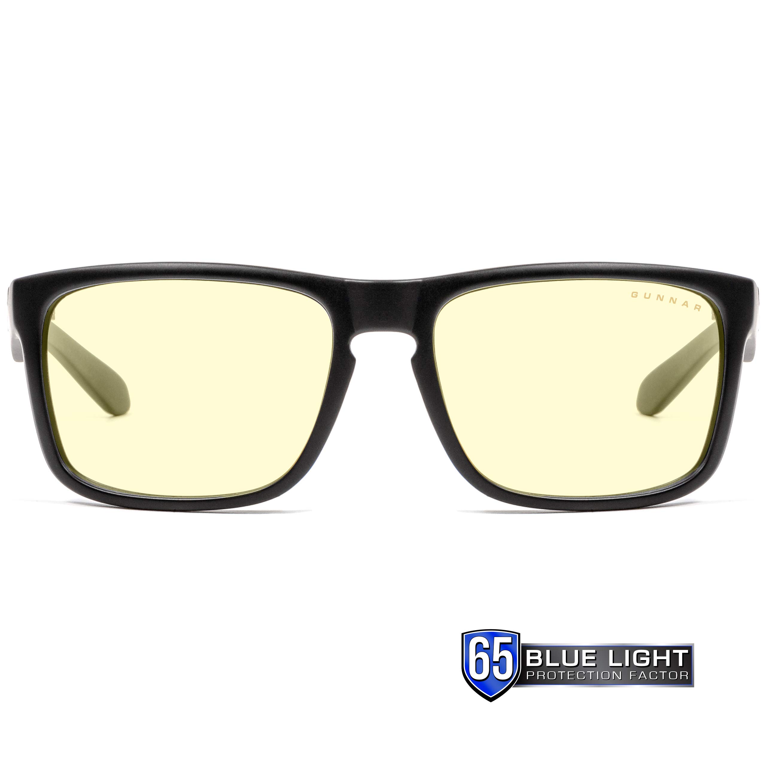 GUNNAR Gaming & Computer Glasses - Blue Light Blocking (65%) for Eye Strain Relief - Maverick Gunmetal & Intercept Onyx with Amber Tint - Perfect for Gamers, Programmers & Office Workers