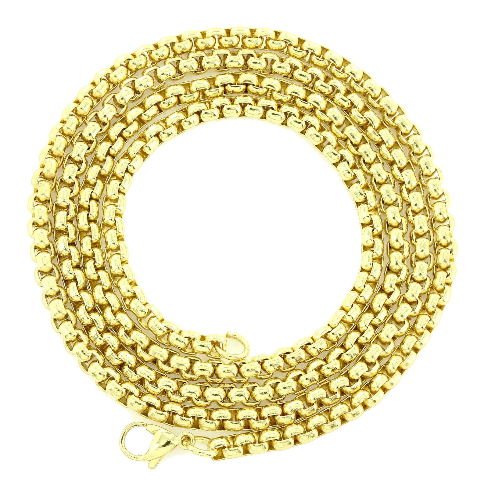 Men's 4mm Stainless Steel Box Chain Necklace - 30 Inch Trendy Fashion Jewelry for Casual & Formal Wear