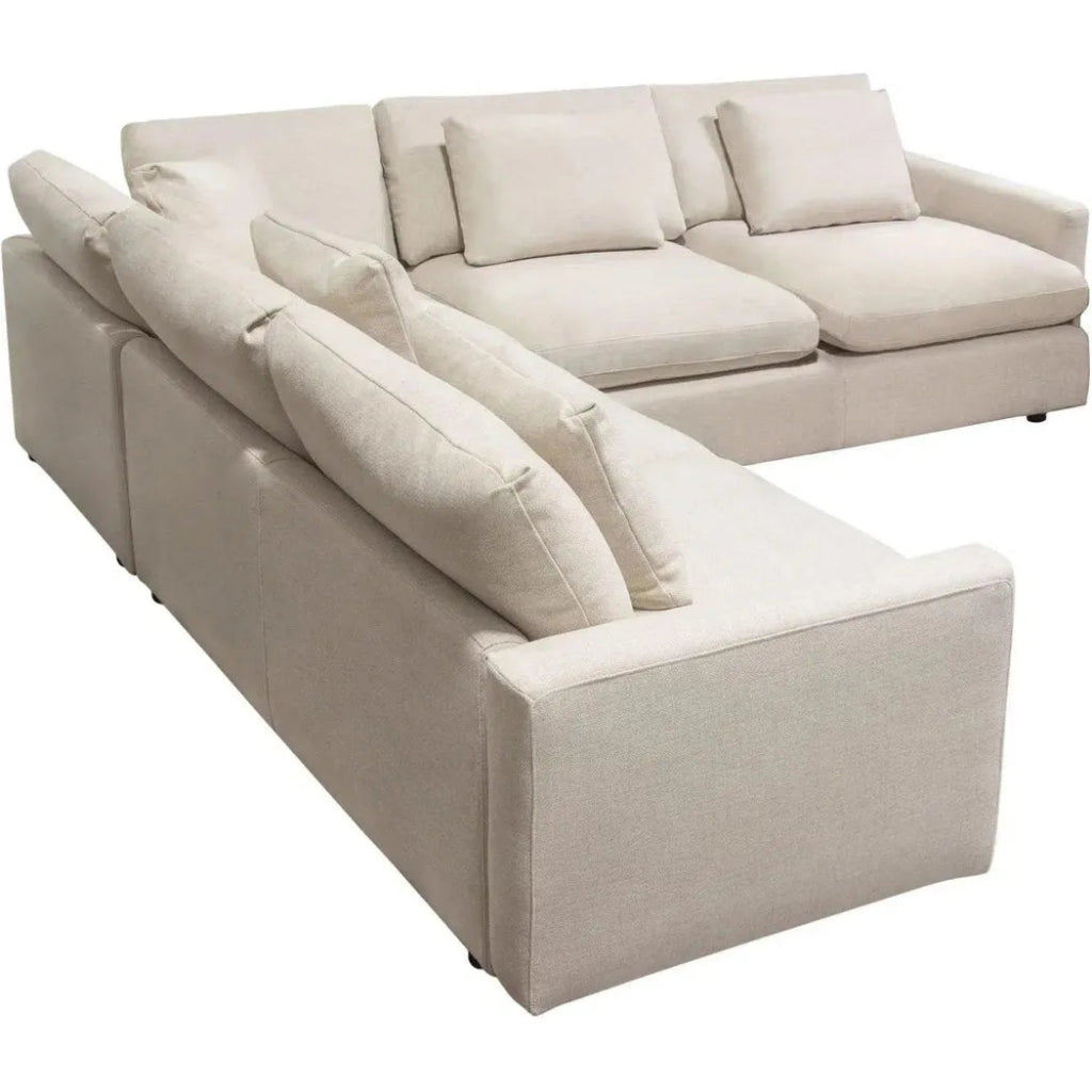 3-Piece Cream Fabric Corner Sectional Sofa Set - Modern L-Shaped Couch for Living Room, Family Room & Small Spaces