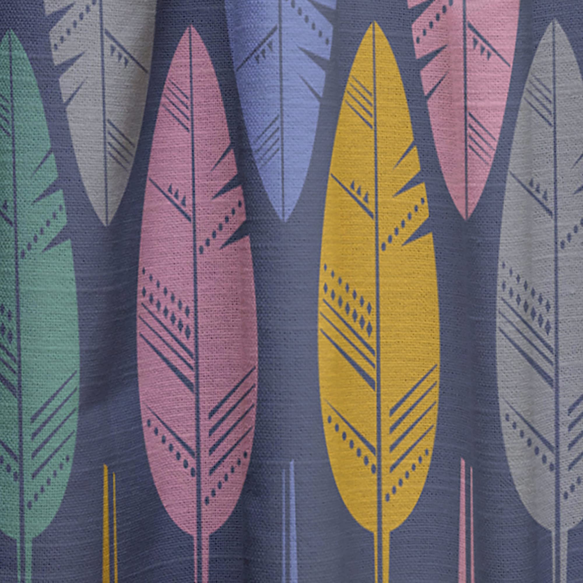 DesignQ Thermal Insulated Curtains - Multicolored Feather Pattern, Single Panel 52x95 Inch - Blackout Drapes for Bedroom & Living Room - Perfect for Privacy, Light Control & Energy Efficiency