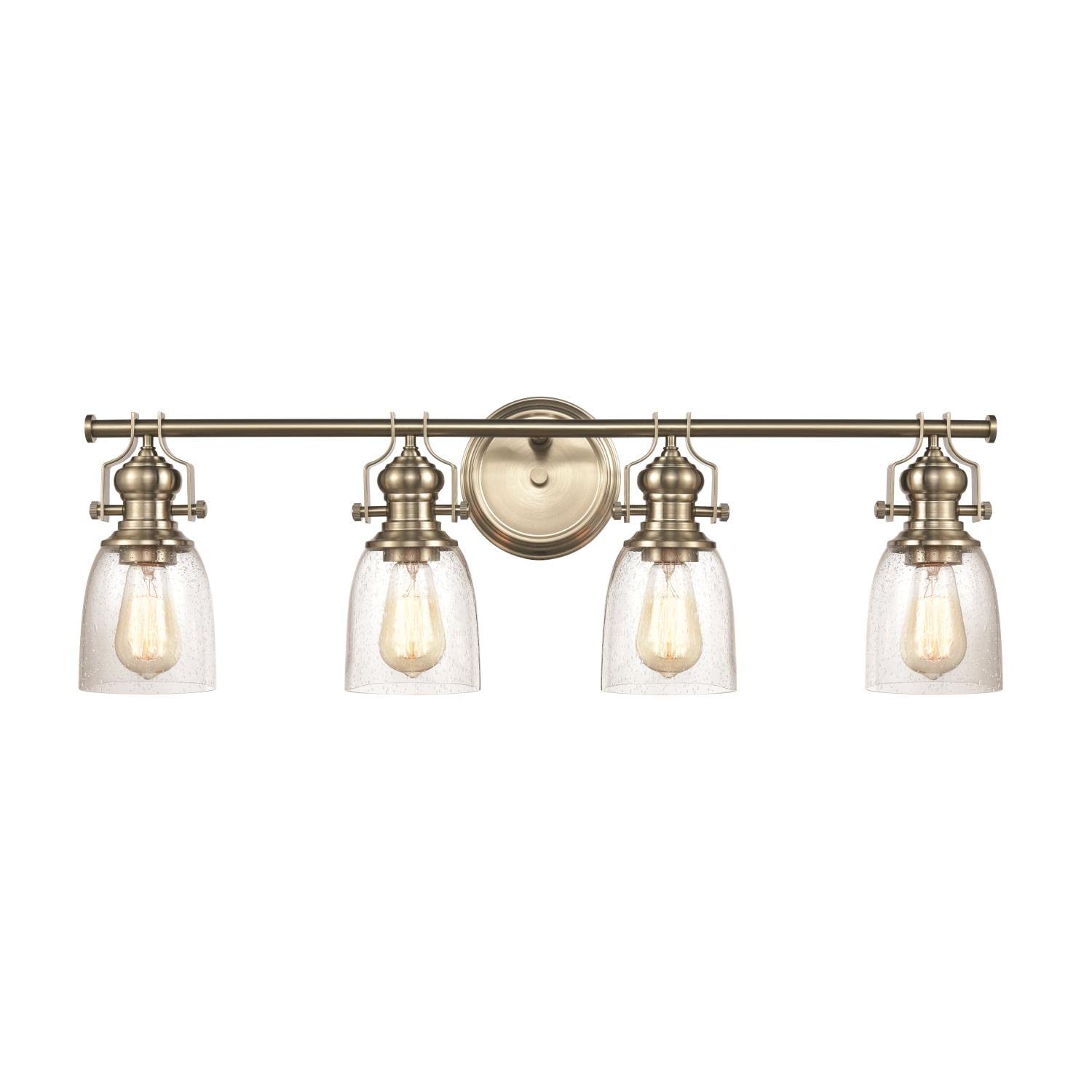 Elk Home Chadwick Vanity Light - 66627-4 Clear Seeded Glass & Satin Nickel Wall Fixture - LED & Dimmer Compatible - Modern Farmhouse & Industrial Decor - Perfect for Bathroom Vanity, Dressing Room & Bedroom Lighting