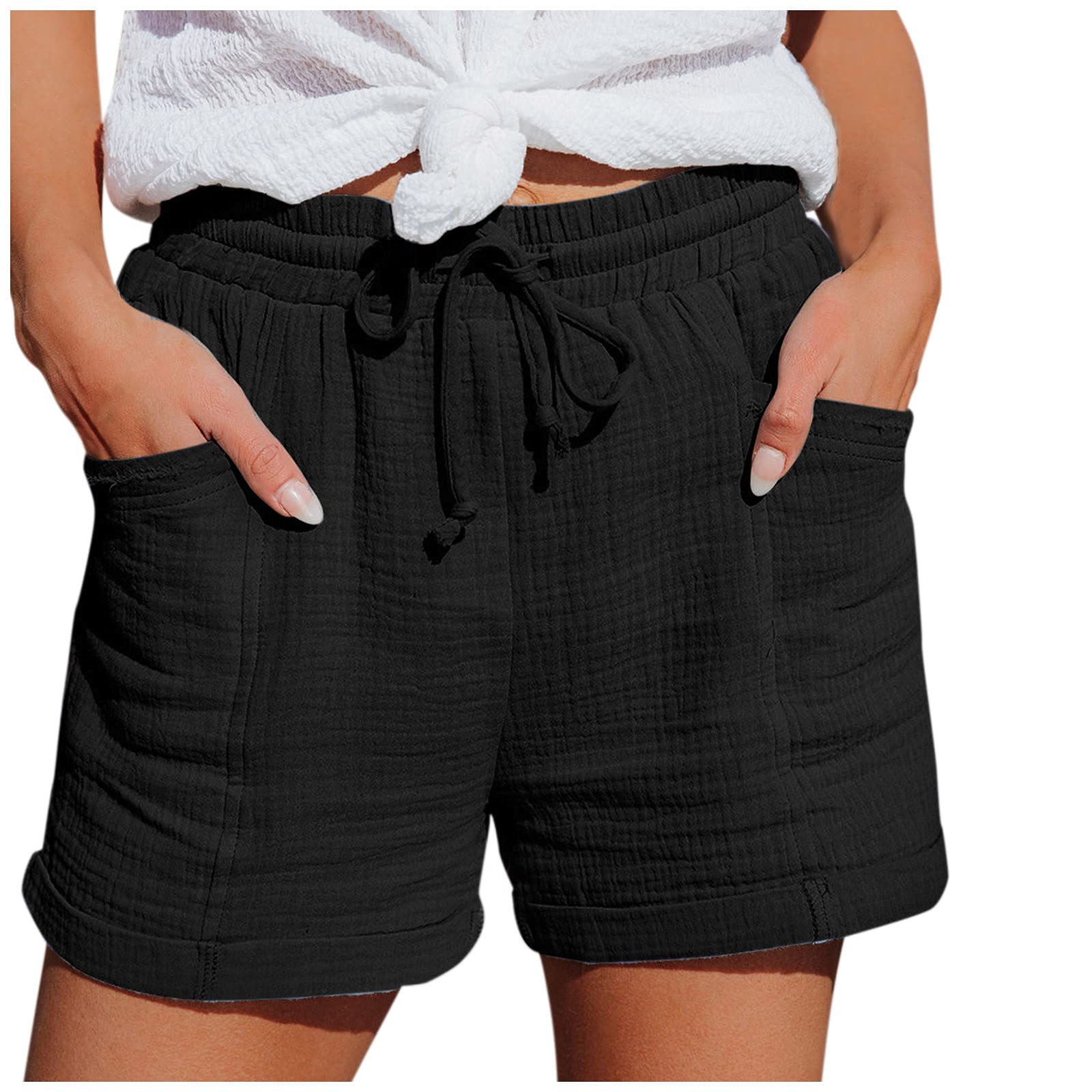 **Women's Cotton Sweat Shorts with Pockets - Comfy Lounge & Running Shorts with Drawstring - Perfect for Workout, Yoga, and Casual Wear**