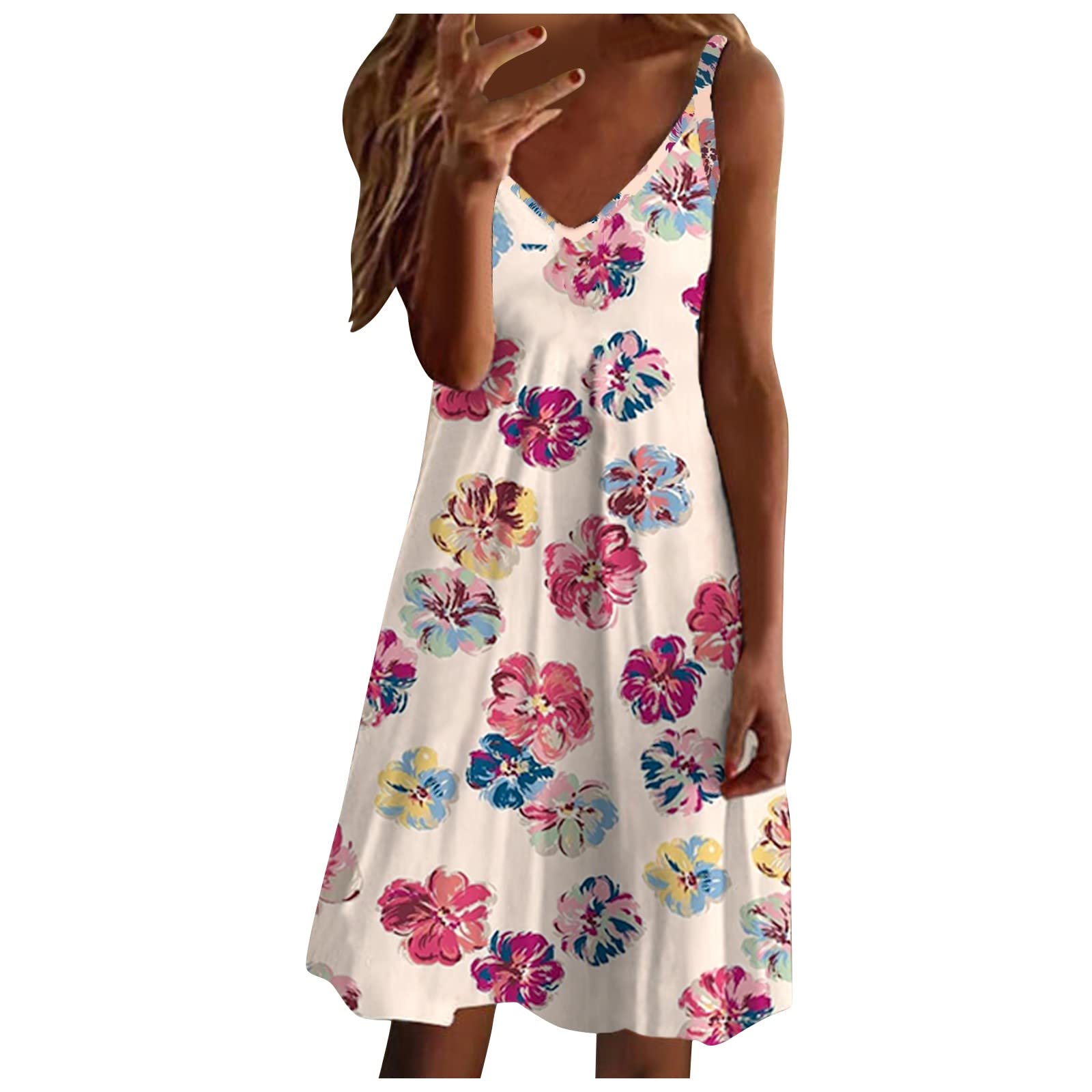 UODSVP Women's Floral Summer Dress - Elegant Sheath Maxi Dress for Teachers, Easter, Spring & Summer 2024 | Casual Tank Shift Dress for Work, Church, Parties & Outdoor Events