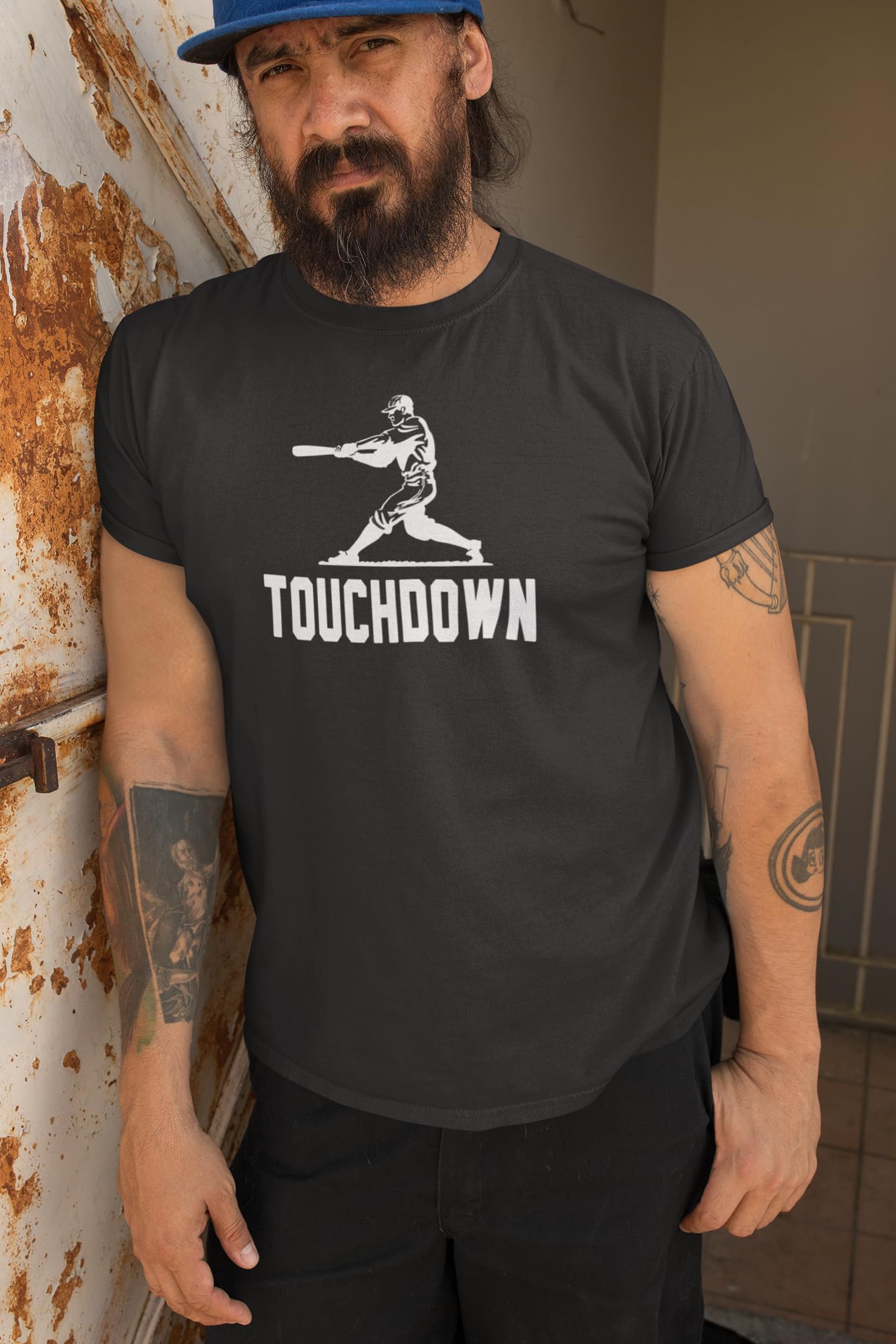 Funny Baseball Graphic Tee for Men - Pop Threads Touchdown Player Sports T-Shirt - Perfect for Game Day, Sports Fans & Casual Wear