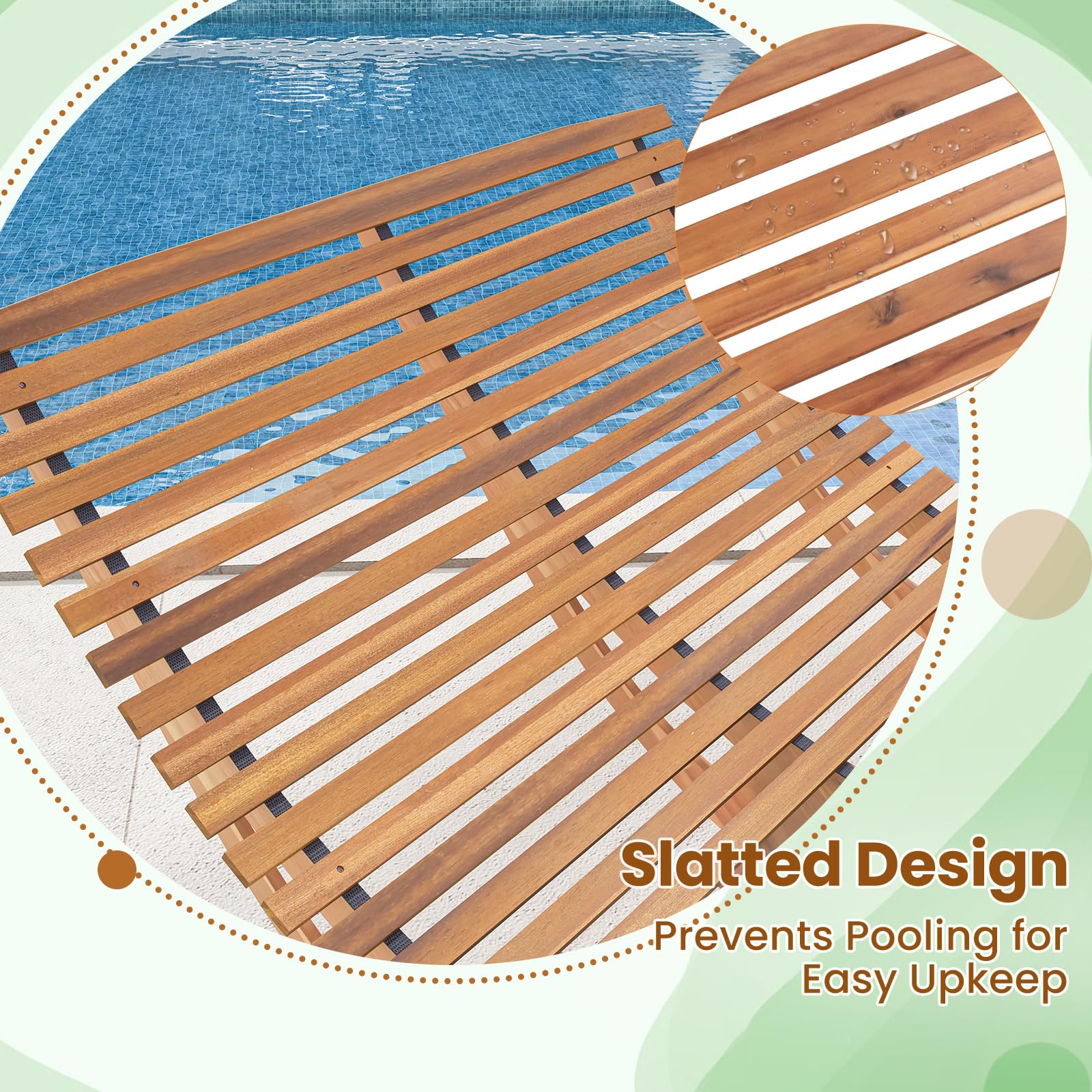 Premium Acacia Wood Double Chaise Lounge - Outdoor Rocking Loveseat with High Back & Slatted Seat, 440 lbs Capacity - Perfect for Patio, Poolside, Garden & Backyard Relaxation