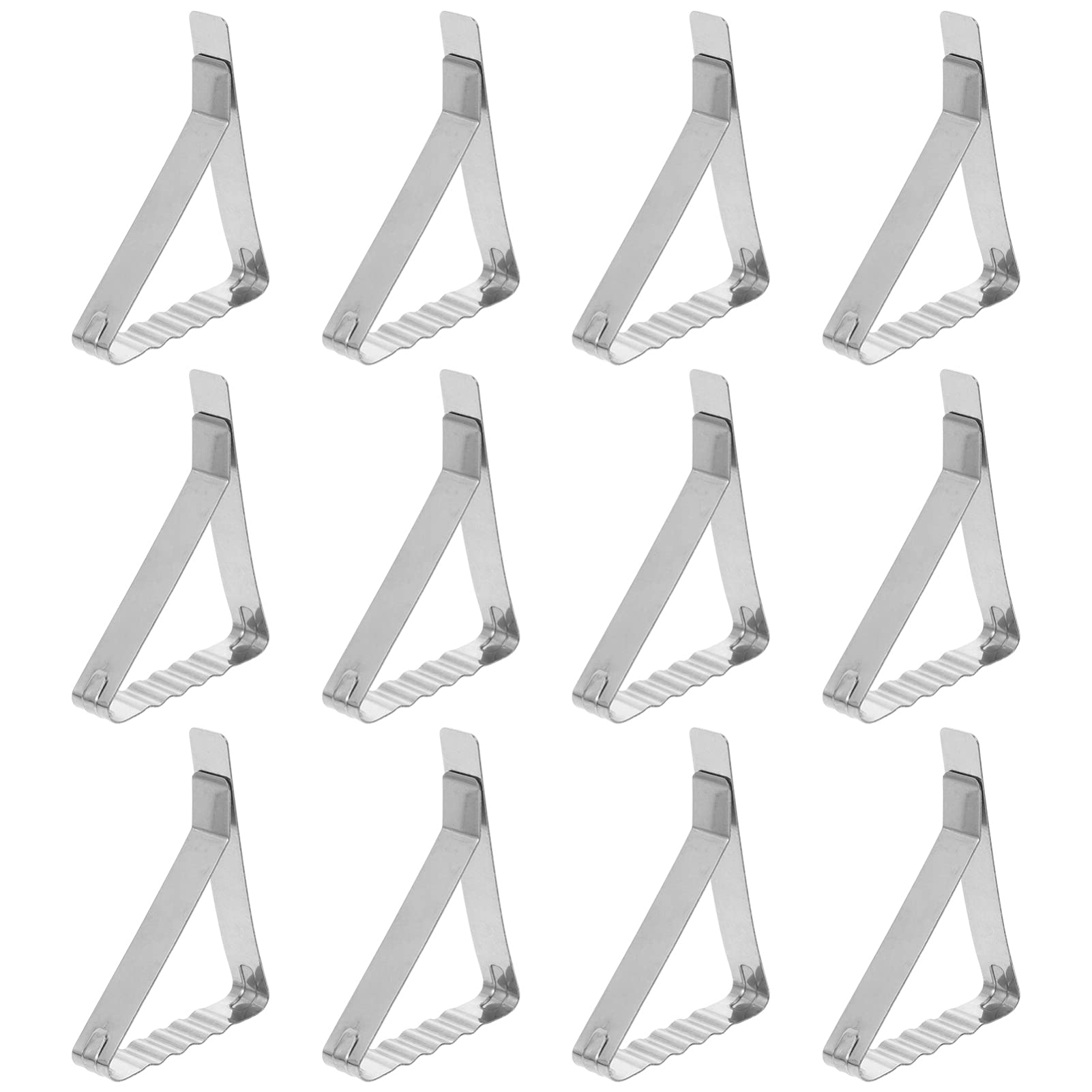 Heavy Duty Stainless Steel Tablecloth Clips - Outdoor Picnic Table Clamps for Restaurants, Weddings & Events - Triangular Table Cover Clips for Secure Hold in Windy Conditions (Set of 12) - Perfect for BBQs, Camping, and Outdoor Dining