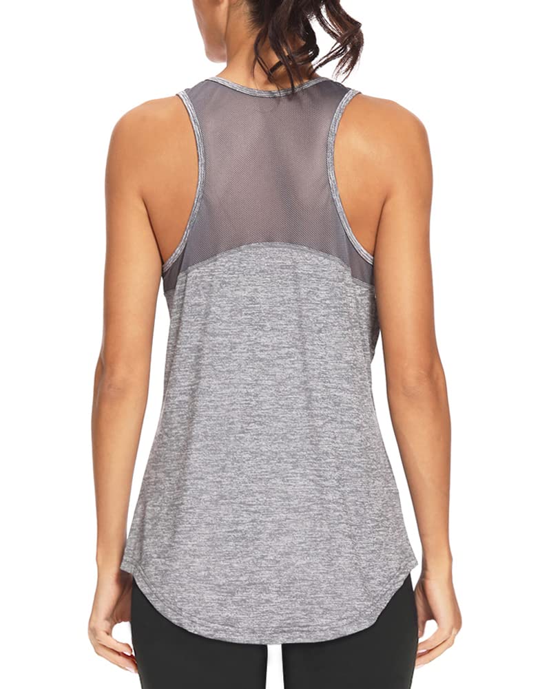 Quccefods Women's Workout Tank Tops - Sleeveless Athletic Yoga Shirts with Mesh Racerback for Gym, Running & Fitness | Breathable & Comfortable for Yoga, Pilates & Cardio Workouts