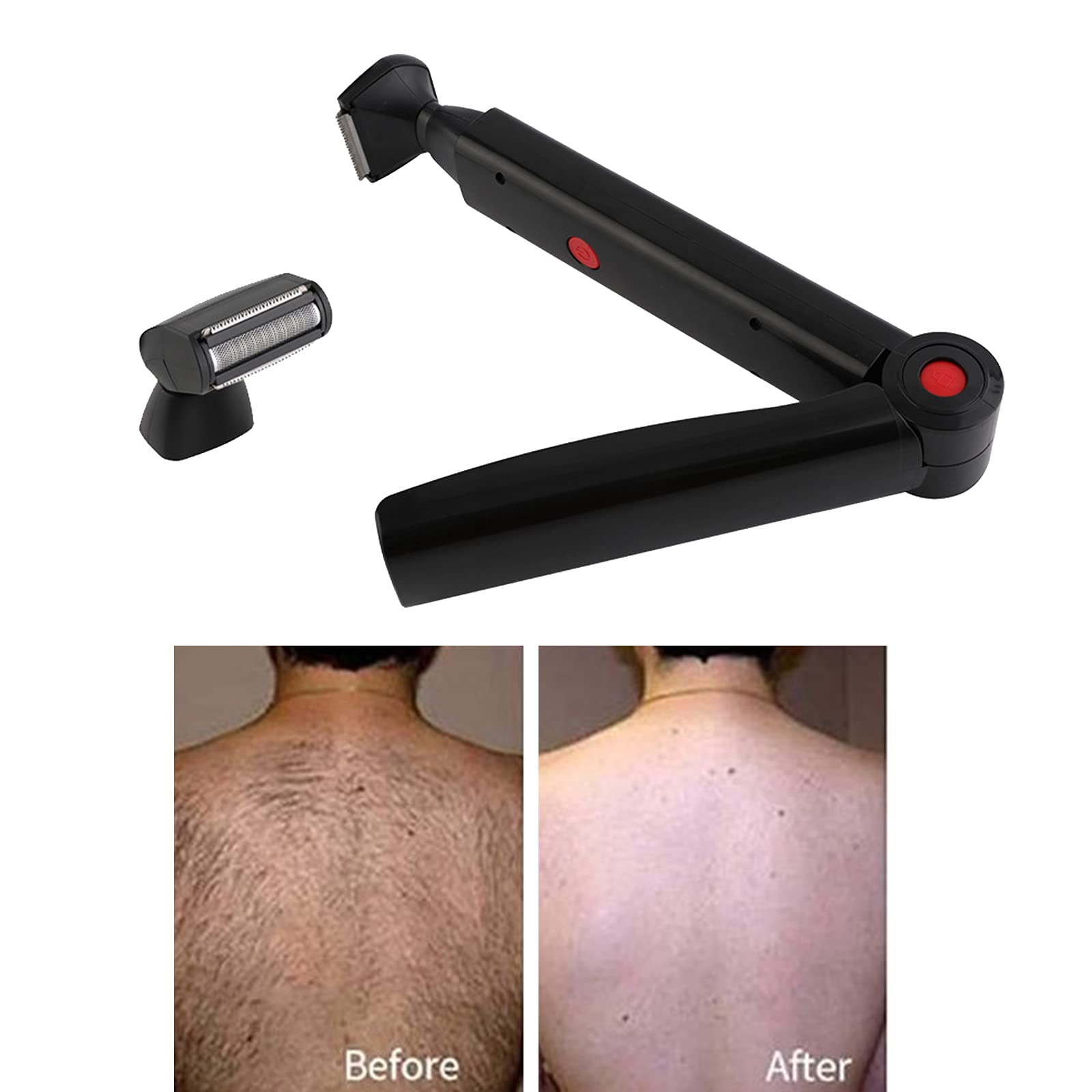 Portable USB Rechargeable Long Handle Foldable Electric Back Hair Remover & Body Shaver - Perfect for Men's Grooming, Travel & At-Home Use