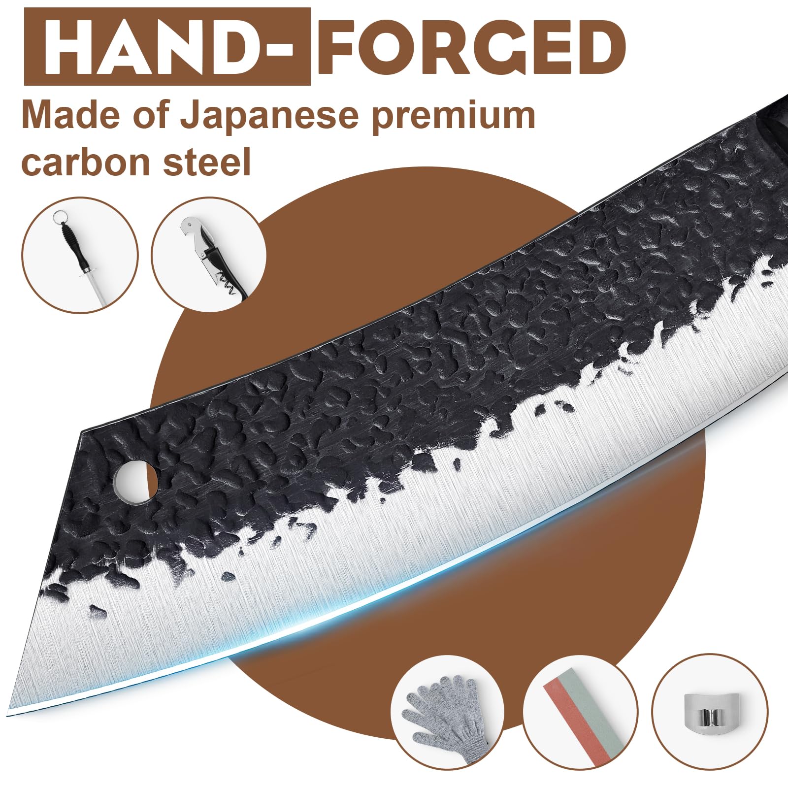 Premium 13-Piece Golden Bird Butcher Knife Set - Hand Forged Japanese Chef Knives for Professional Meat Cutting, Kitchen, BBQ & Camping | Ideal for Home Chefs, Outdoor Cooking & Men's Birthday Gifts