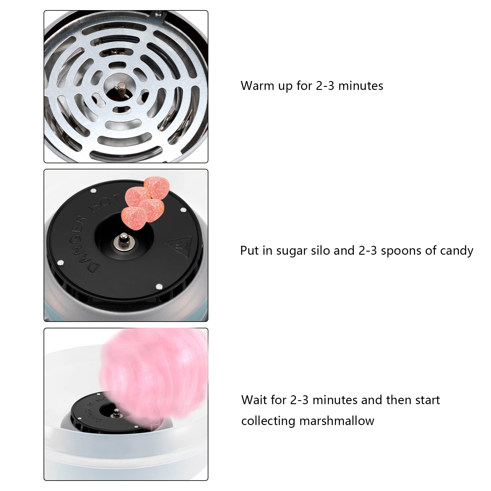 Commercial-Grade Countertop Cotton Candy Machine - DIY Candy Floss Maker with Sugar Scoop & Sticks, Perfect for Home Parties, Carnivals, and Outdoor Events (Blue) | Professional Marshmallow Maker for Family Fun & Birthday Celebrations
