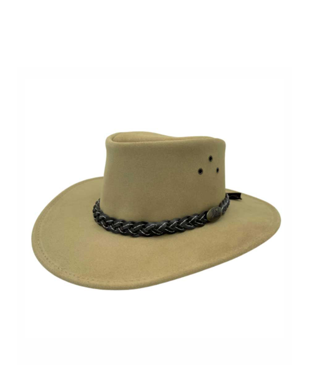 Jacaru Wallaroo Suede Hat - Premium Australian Leather Outback Hat for Men & Women - Perfect for Outdoor Adventures, Camping, Hiking and Country Style Fashion