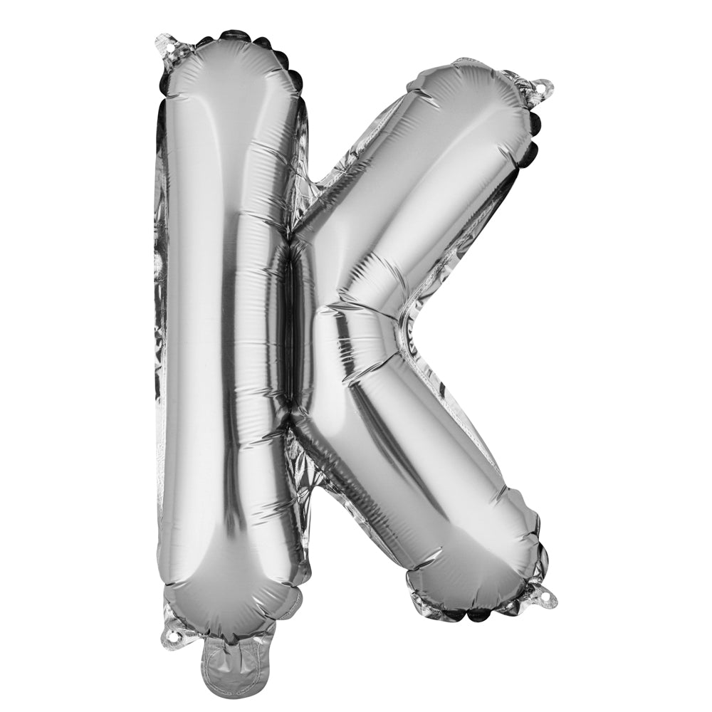 Balloonify Silver Mylar Letter K Balloon - 16 Inch Large Alphabet Foil Balloon for Birthday Party Decorations, Baby Shower, Graduation & Wedding Celebrations