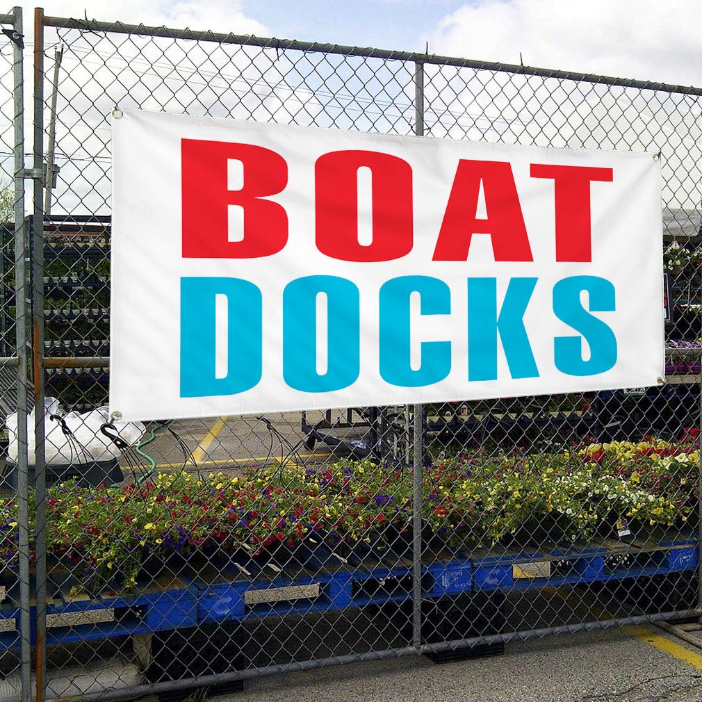 Vinyl Banner - 48x96 Inches, 8 Grommets, Weatherproof for Outdoor Use - Boat Docks, Business Signs, Yard & Industrial Applications - Multiple Sizes Available (Red, Blue) - Perfect for Outdoor Advertising, Events & Marine Use
