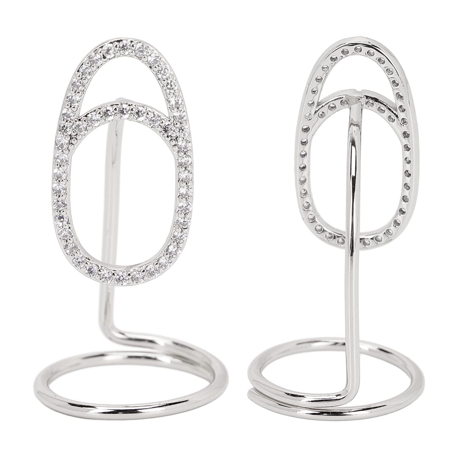 ZJchao Rhinestone Nail Rings for Women - Fashionable Finger Nail Cover Rings, Nail Art Decoration & Accessories (3043 Platinum) - Perfect for Parties, Weddings, and Special Occasions