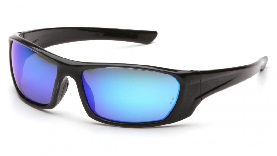 12-Pack Pyramex Outlander Safety Glasses - Black Frame with Ice Blue Mirror Lens (SB8065D) - Perfect for Construction, Shooting & Outdoor Sports