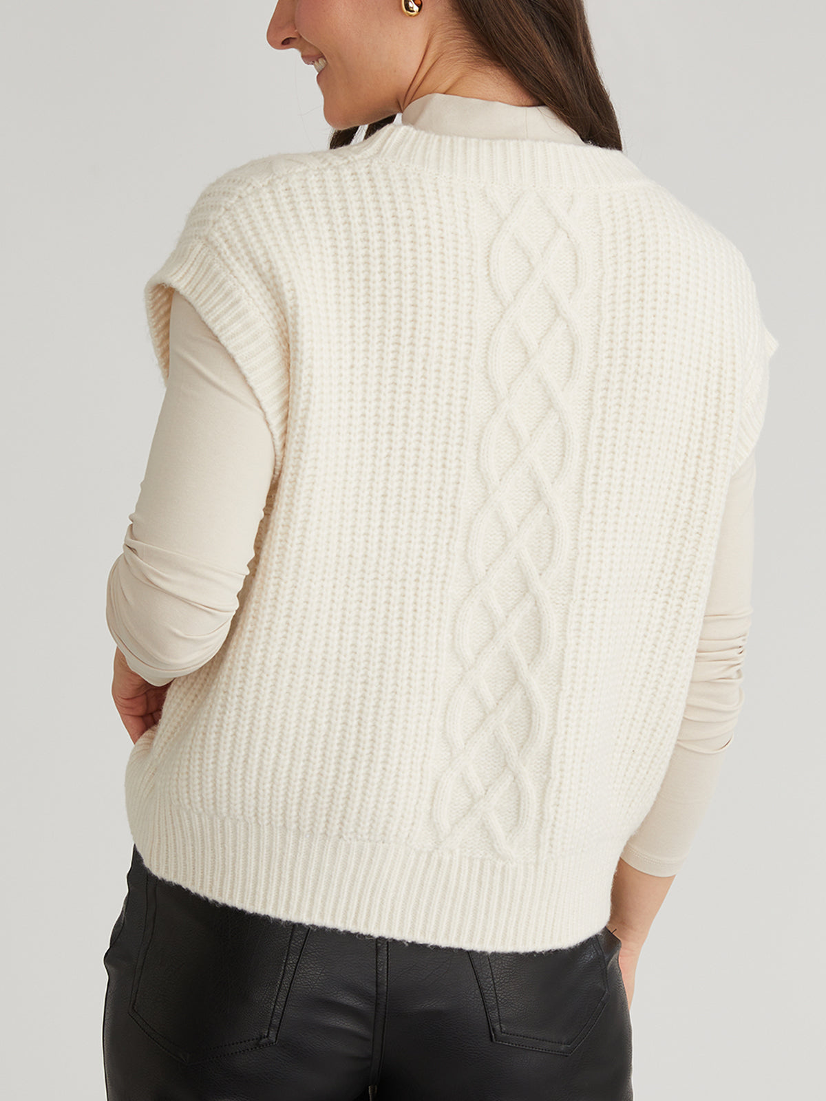 Paige Button Front Cable Knit Vest for Women | Cozy Winter Layering Piece | Perfect for Office, Casual Outfits & Fall Fashion