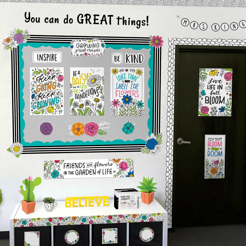 Blooming Minds Bulletin Board Set - Bright Blooms Classroom Decor for Teachers | Perfect for Preschool, Elementary & Homeschool Learning Environments