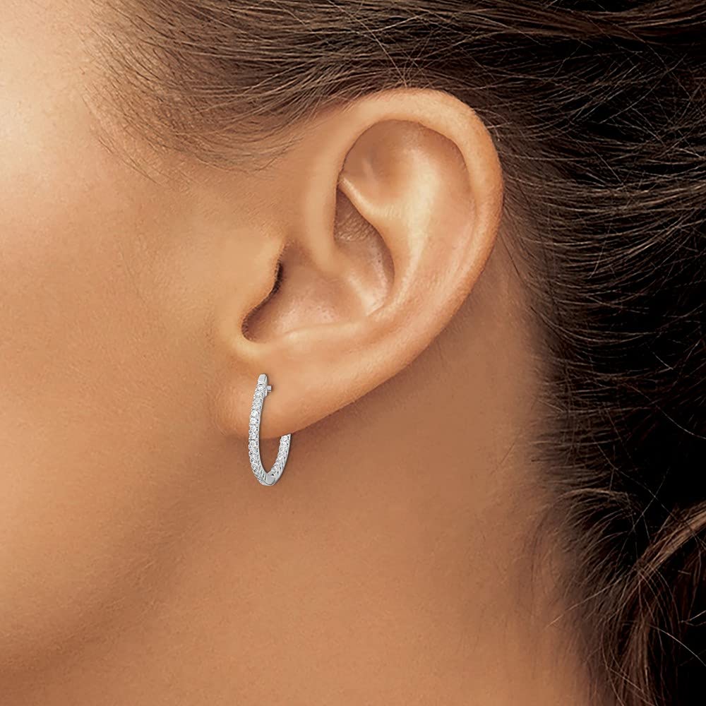 925 Sterling Silver Cubic Zirconia Hinged Hoop Earrings for Women - Elegant In & Out Design, Hypoallergenic Fine Jewelry - Perfect Gift for Her, Birthday, Anniversary & Special Occasions