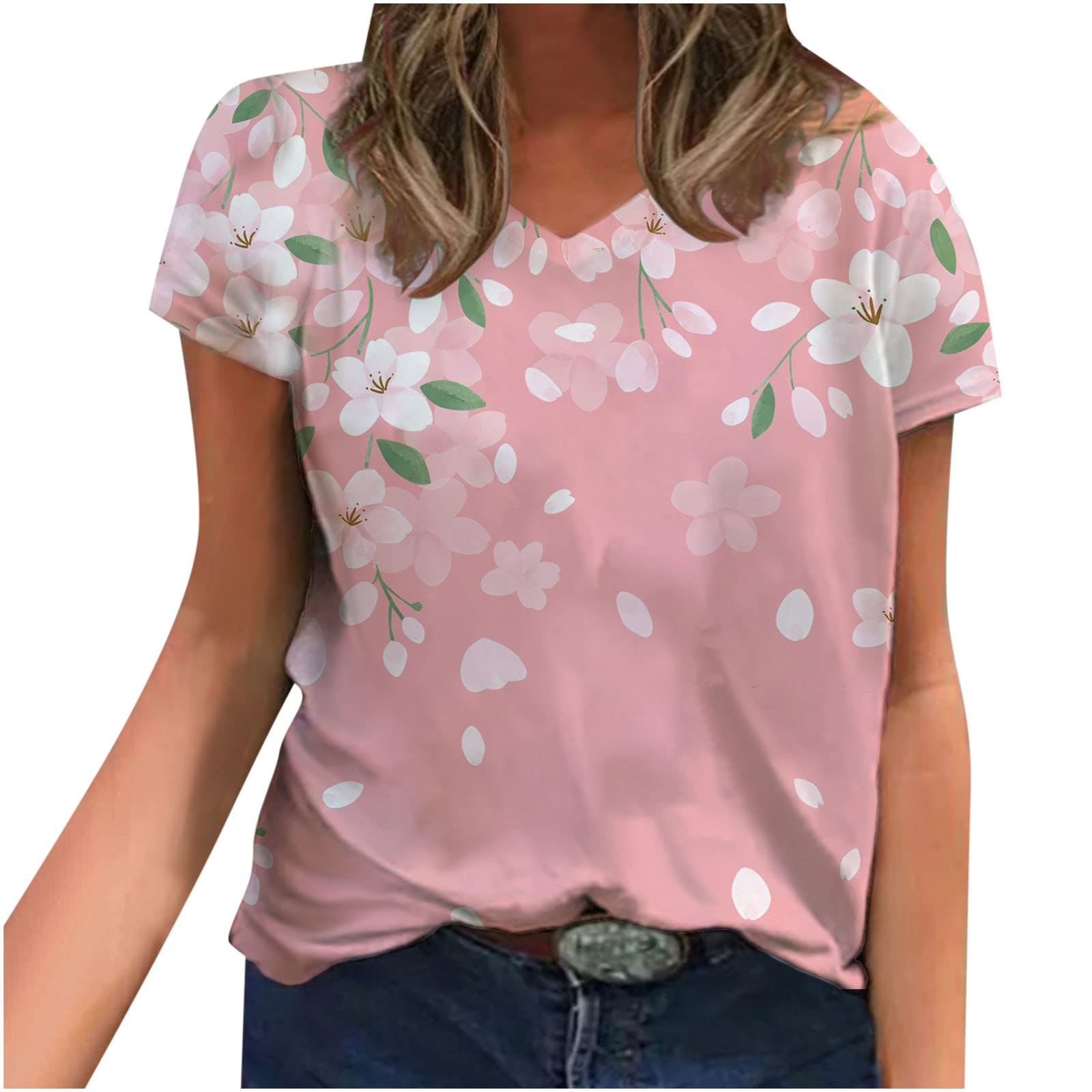 Women's Summer Short Sleeve Butterfly Print T-Shirts - Colorful Floral Crew Neck Loose Fit Comfortable Tunic Blouse | Casual Wear, Beach Outfits, Vacation Style
