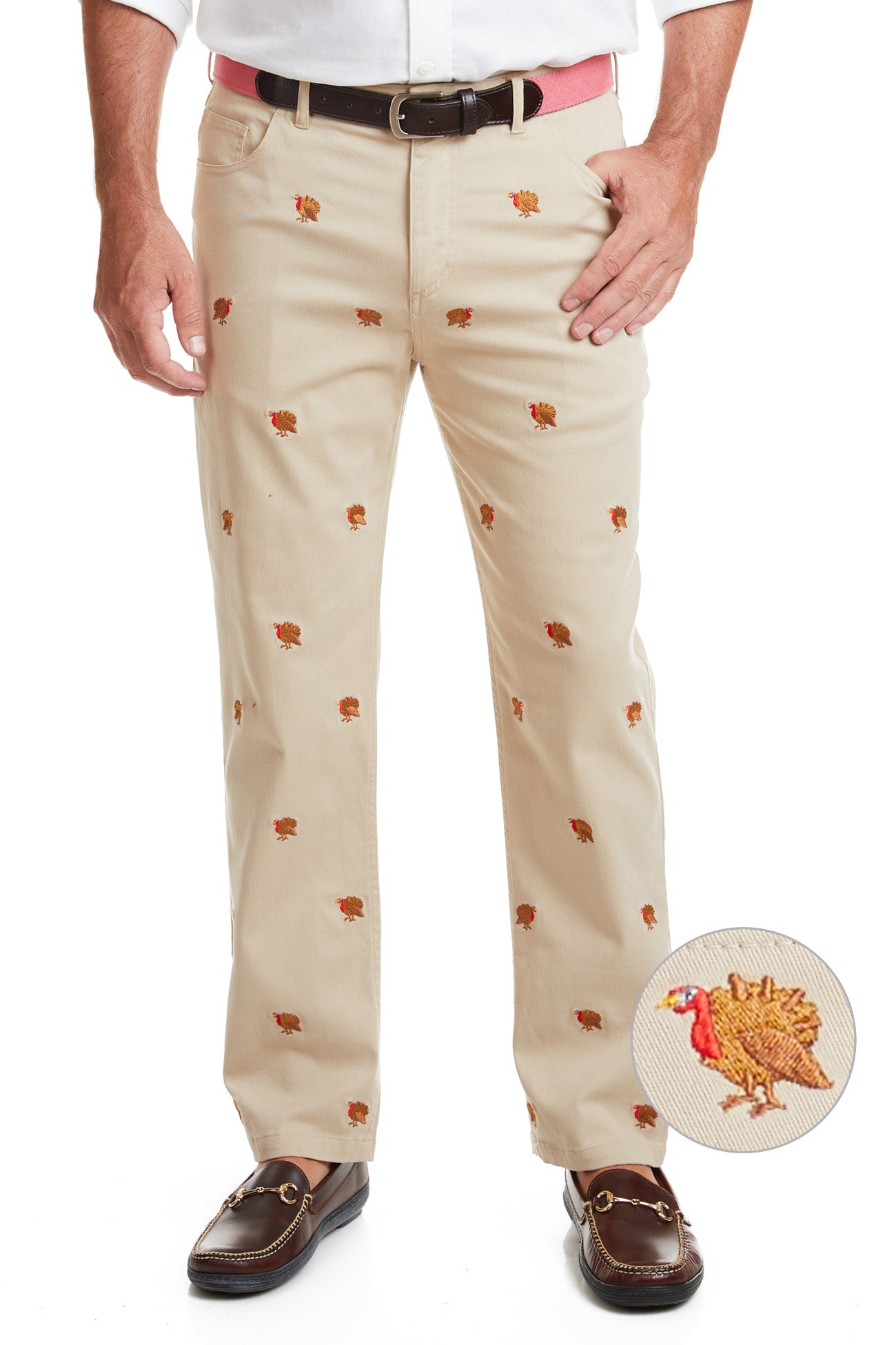 Wayfarer 5 Pocket Stretch Twill Pants for Men - Comfortable Khaki Casual Trousers with Turkey Flag Patch - Perfect for Travel, Work & Outdoor Activities