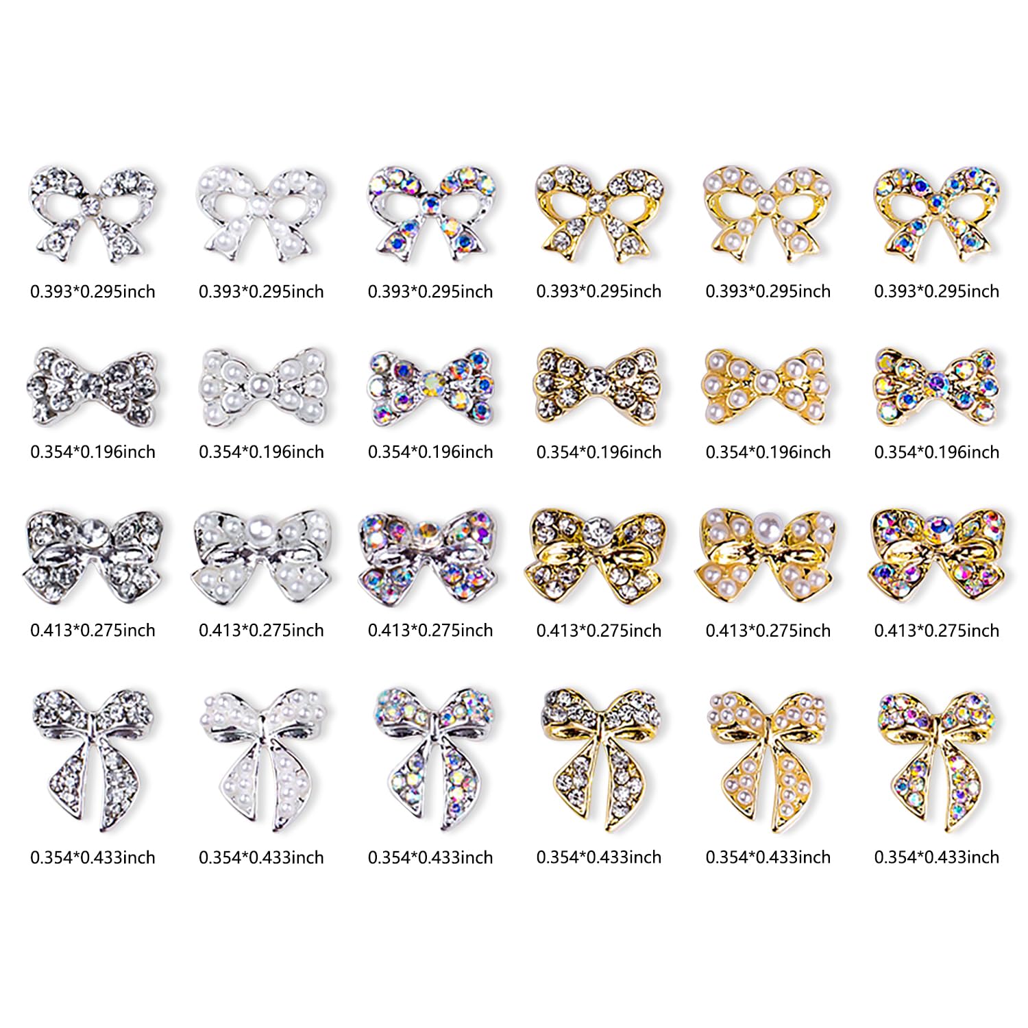 24pcs 3D Butterfly Bow Rhinestone Nail Charms - Alloy Bowknot Nail Studs with Gem Crystals for Nail Art, DIY Jewelry Making & Craft Supplies | Perfect for Manicures, Nail Extensions & Gift Decorations
