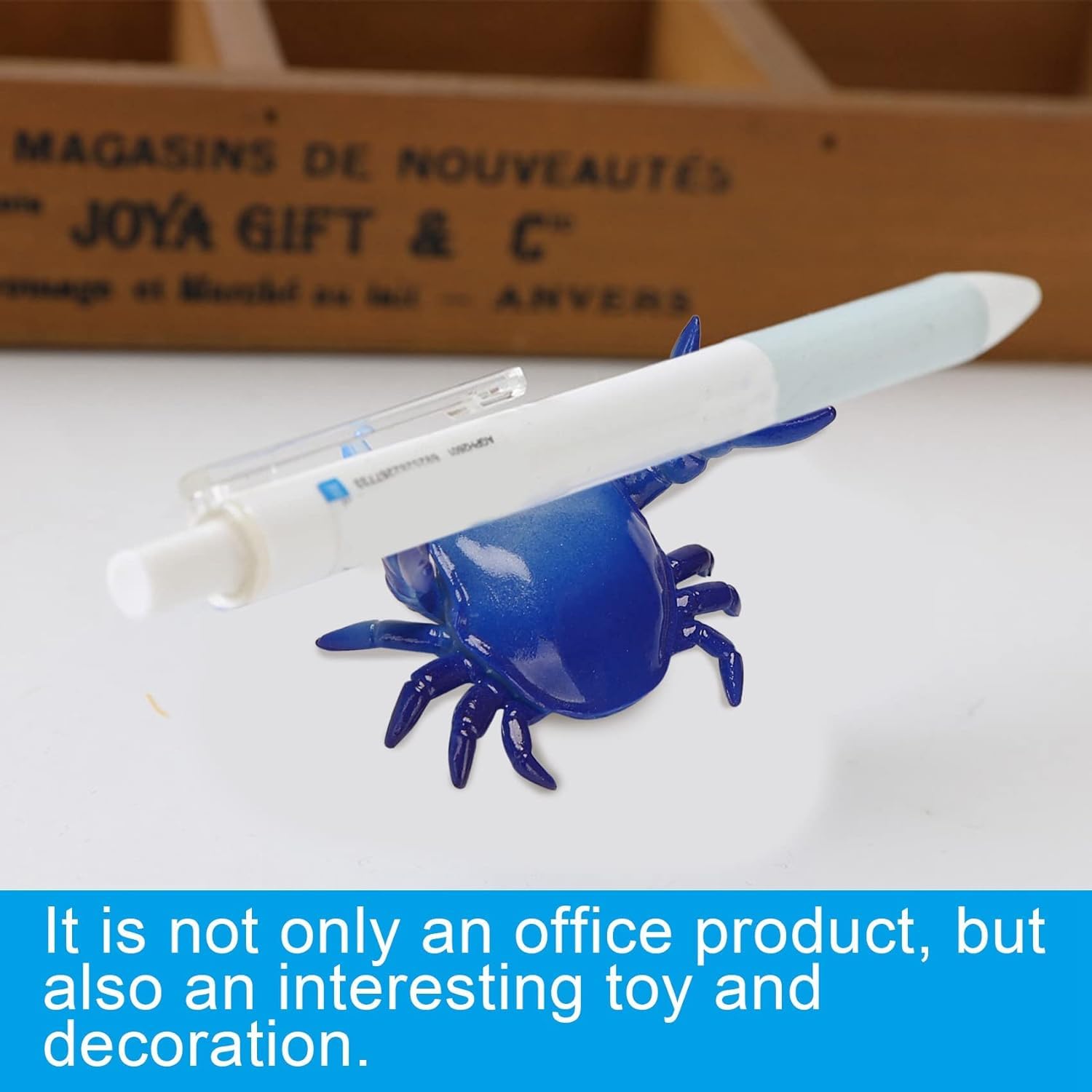 Dark Blue Creative Crab Pen Holder & Weightlifting Crabs Desk Organizer - Office Desktop Decoration, Pencil Holder & Stationery Storage Rack - Perfect for Workspace Organization, Home Office & School Supplies