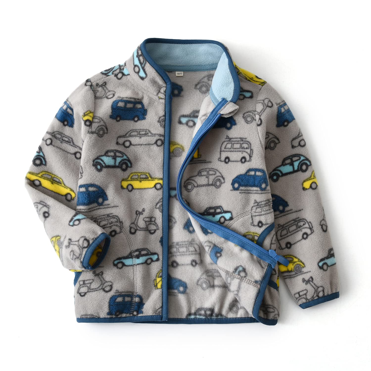 Boys' Full Zip Fleece Jacket with Fun Prints - Warm & Cozy Outerwear for Toddlers - Perfect for Playdates, School & Outdoor Adventures