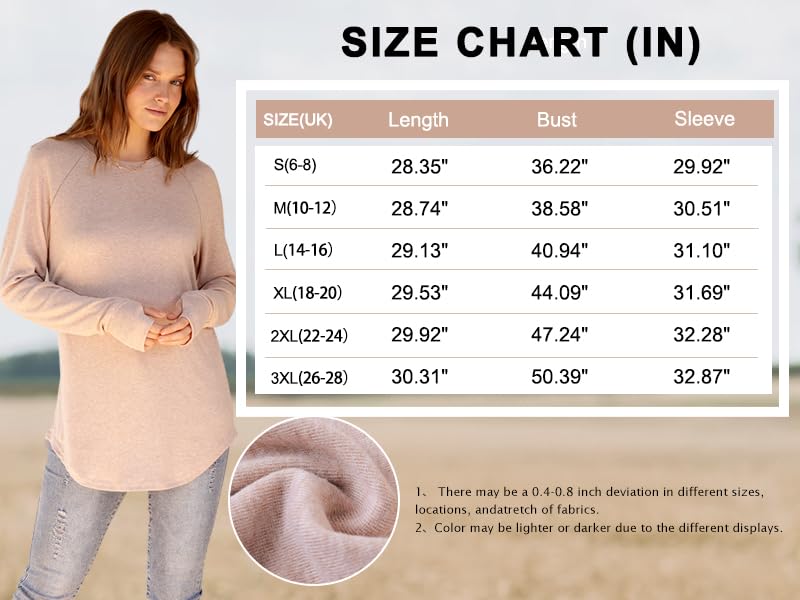 Aokosor Women's Loose Fit Tunic Tops with Thumbholes - Casual Long Sleeve Sweatshirts for Leggings & Layering