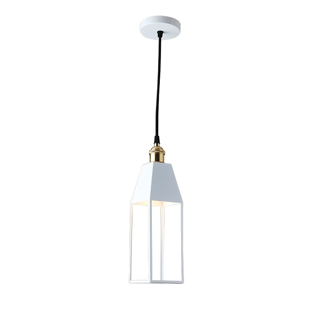 Modern LED Chandelier - Glass Pendant Light with Metal Cage Design, Single Bulb Hanging Ceiling Fixture in Black/White - Perfect for Farmhouse, Entryway, Dining Room, Kitchen Island & Foyer Lighting Decor