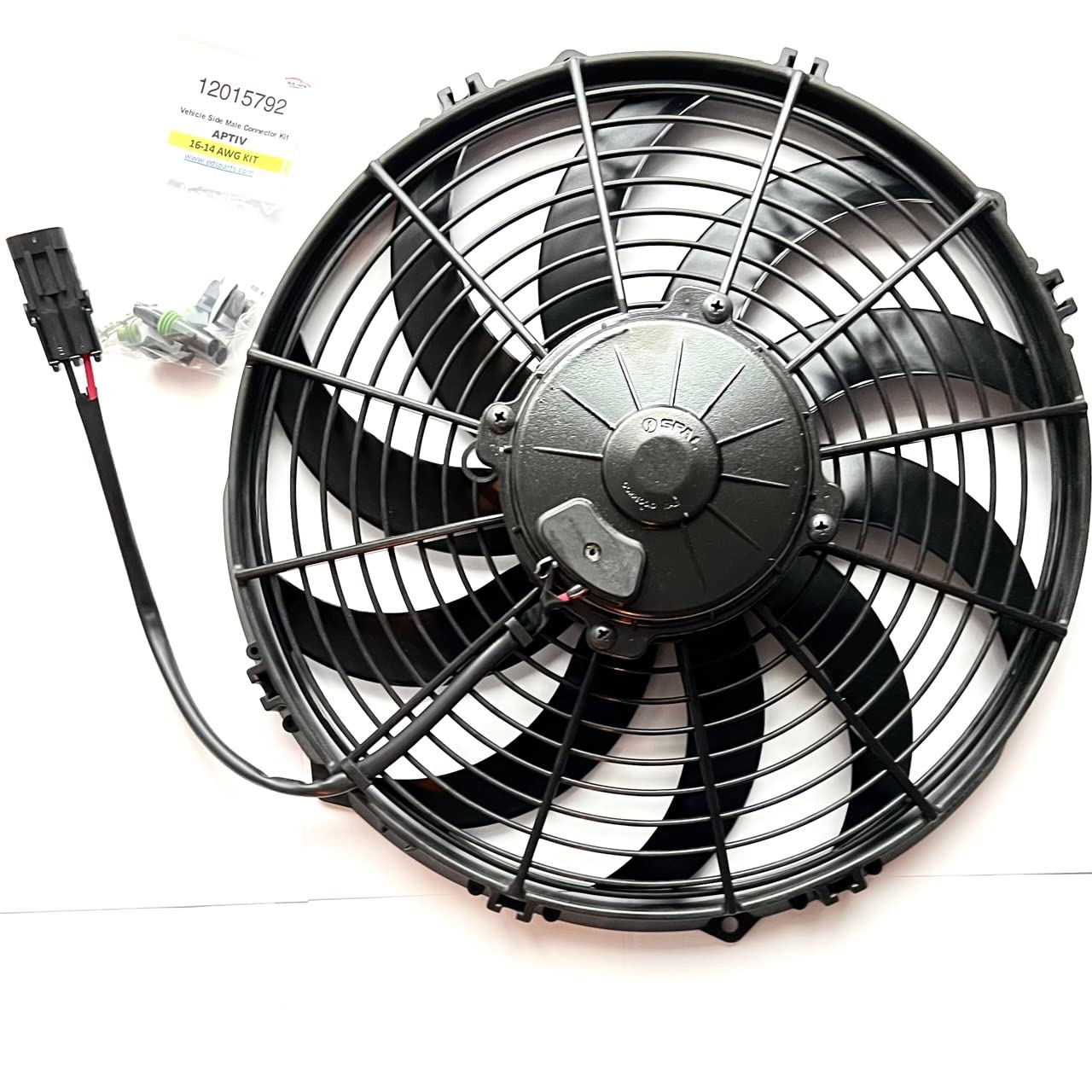 SPAL 78-1560 12V 12-Inch 1451 CFM Puller Fan Condenser Replacement for APU Thermo King Tripac Evolution with Female Mate Connector Kit - Heavy Duty Cooling for Truck Refrigeration Units