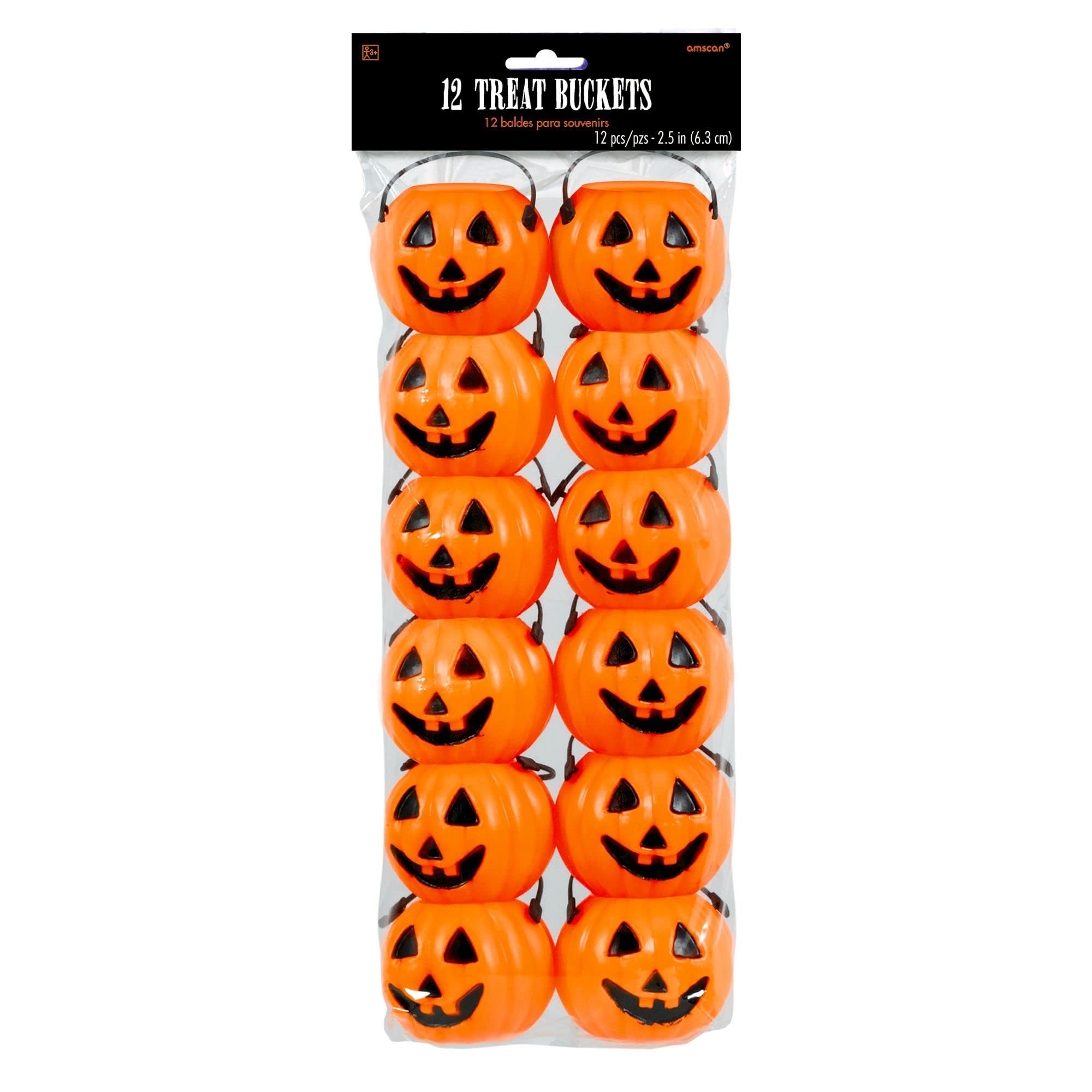 Halloween Jack-O-Lantern Candy Buckets - 2.5 Inch Mini Pumpkin Treat Holders (12 Pack) - Perfect for Trick-or-Treating, Party Favors & Classroom Treats