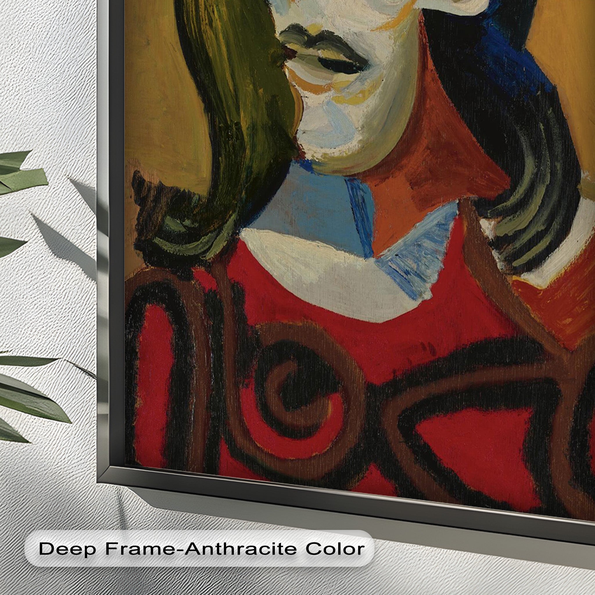 Abstract Portrait with Red Garment - Picasso Style Oil Painting Reproduction - Wall Art for Living Room, Bedroom & Office Decor