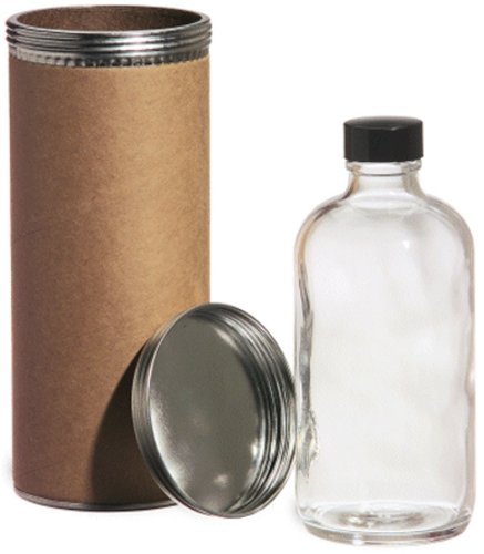 Fiberboard Specimen Mailer with 24 Pack 4oz Clear Glass Boston Round Bottles - 2