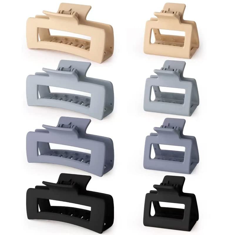Shidara Matte Hair Claw Clips for Women - 8 Piece Set for Thick Hair, Non-Slip Hair Accessories | Perfect for Work, Gym, and Everyday Styling